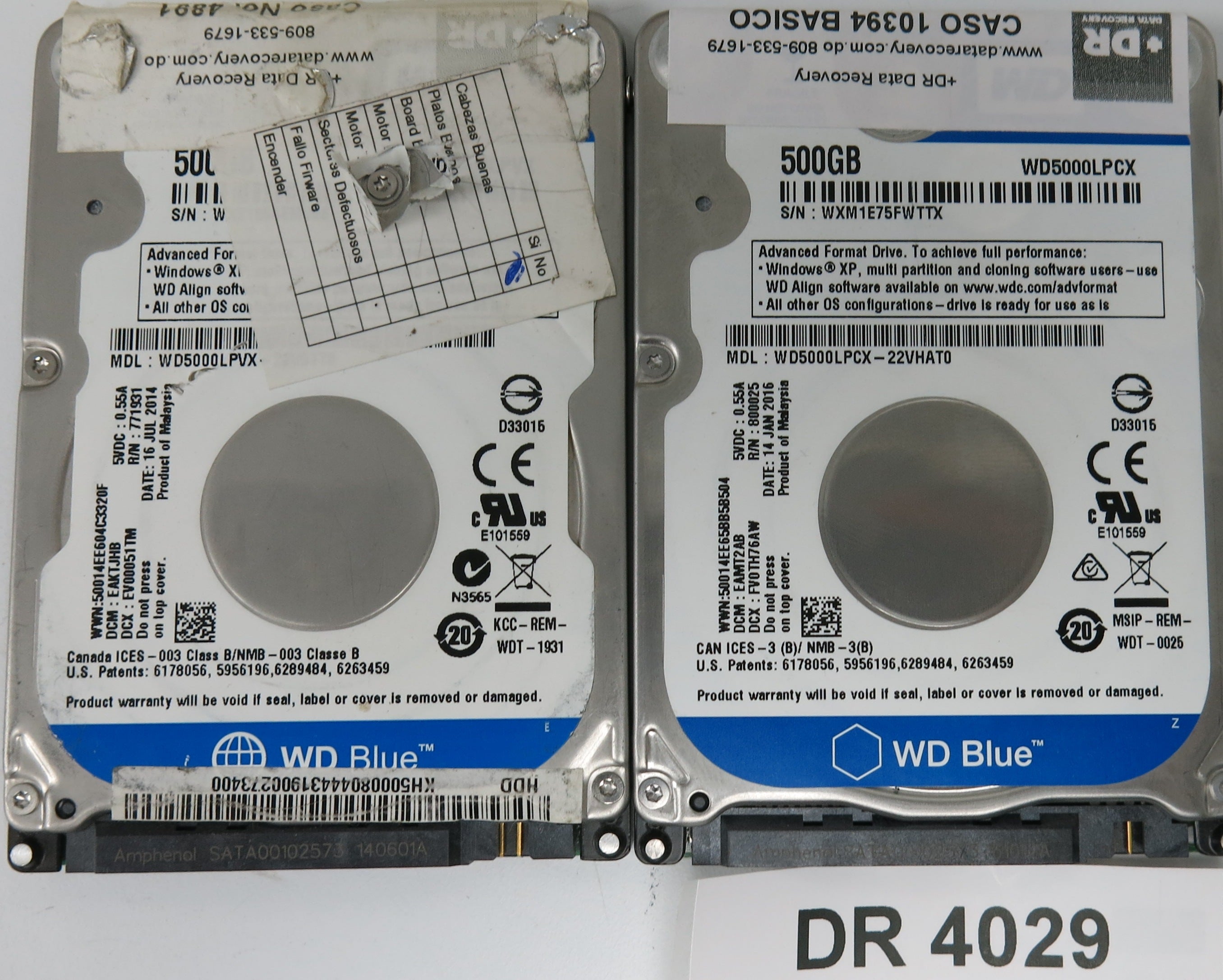 WD5000LPCX-22VHAT0,  DCM: EAMT2AB,  Serial: WXM1E75FWTTX,  500GB 3.5,  PCB 2060-800025-001 REV P2