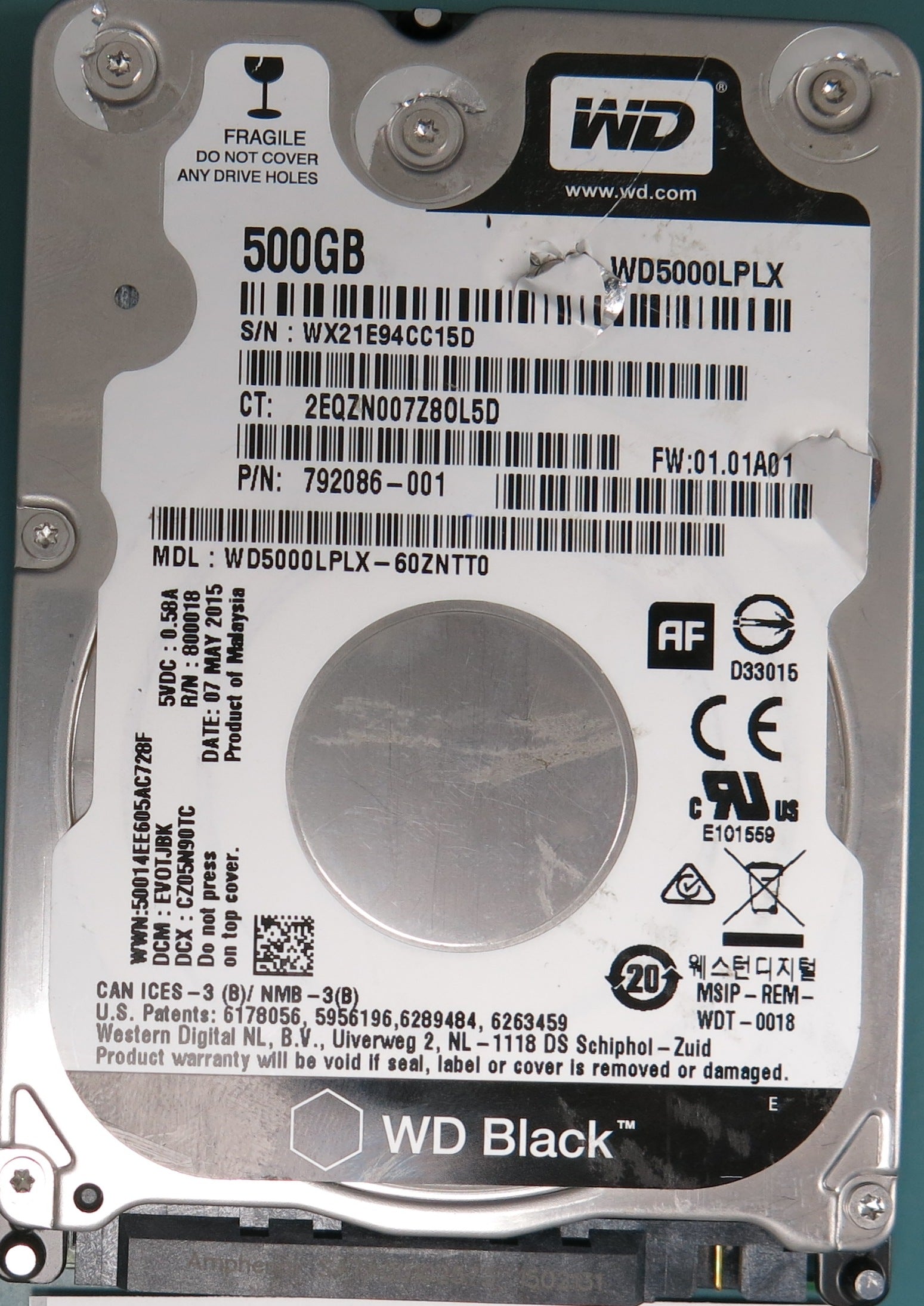 WD5000LPLX-60ZNTT0, DCM EV0TJBK