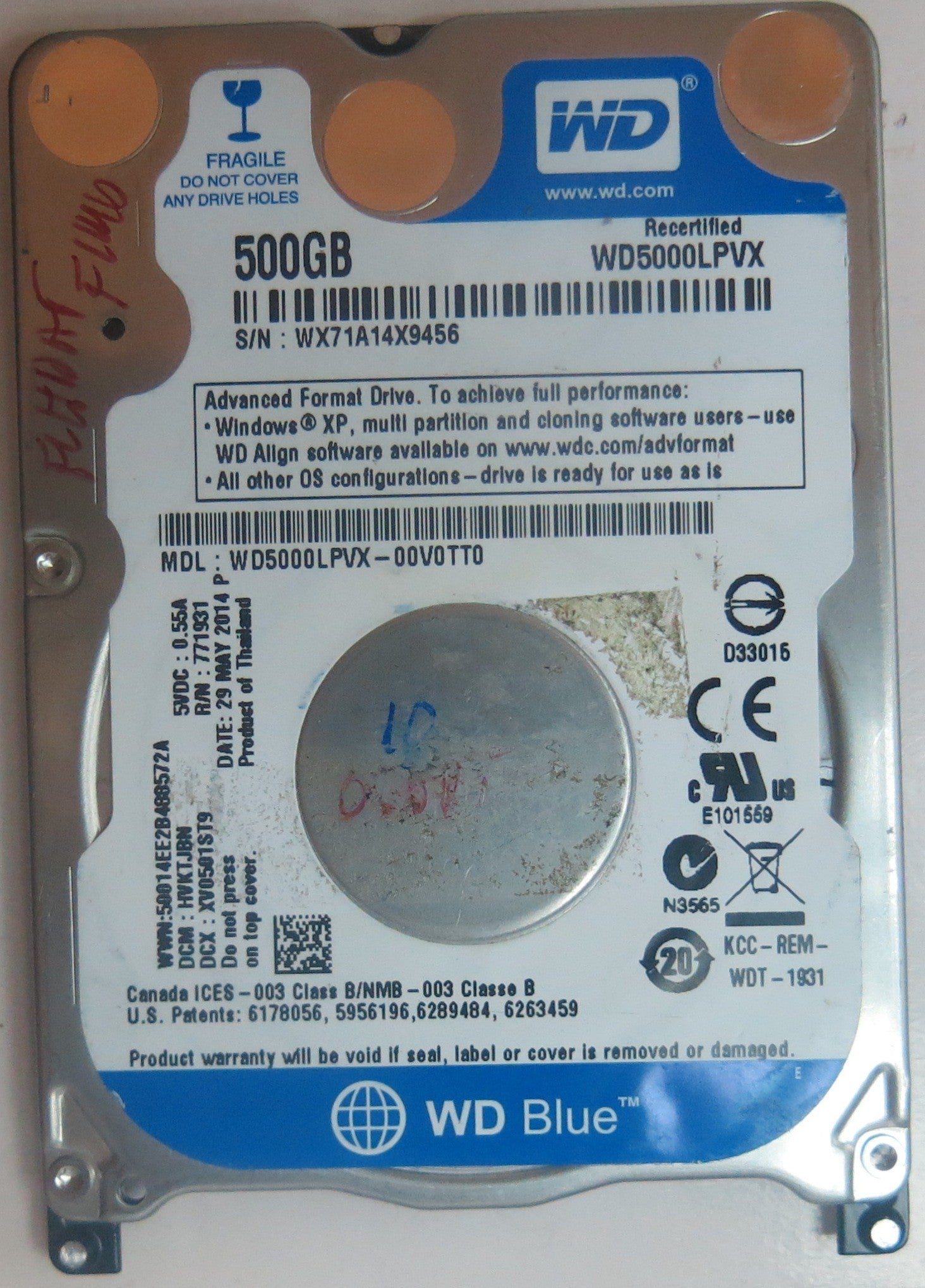 WD5000LPVX-00V0TT0 DCM HVKTJBN 2060-771959-000 REVA PCB