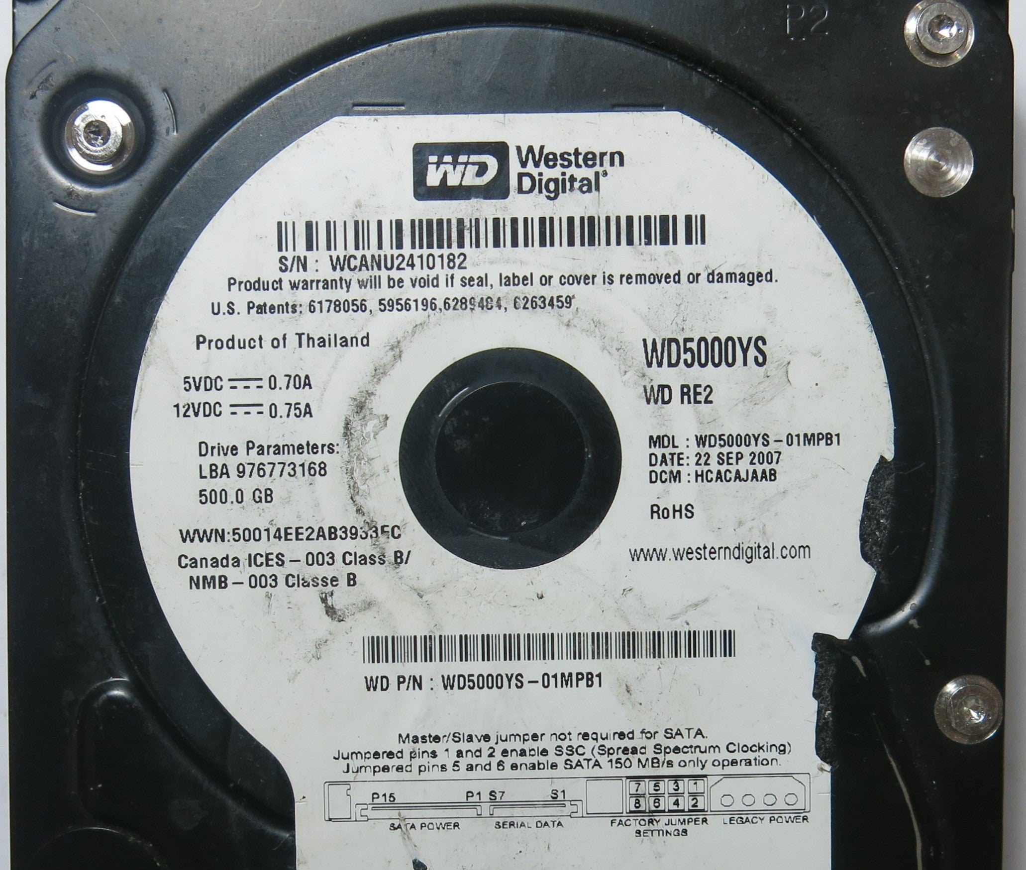 WD5000YS-01MPB1 DCM HCACAJAAB 2060-701383-001 REV A PCB