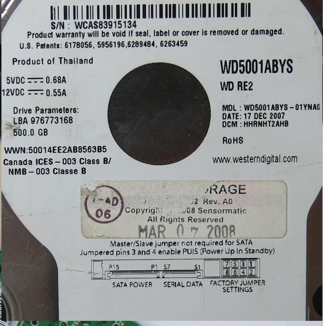 WD5001ABYS-01YNA0 2060-701477-002 REV A PCB