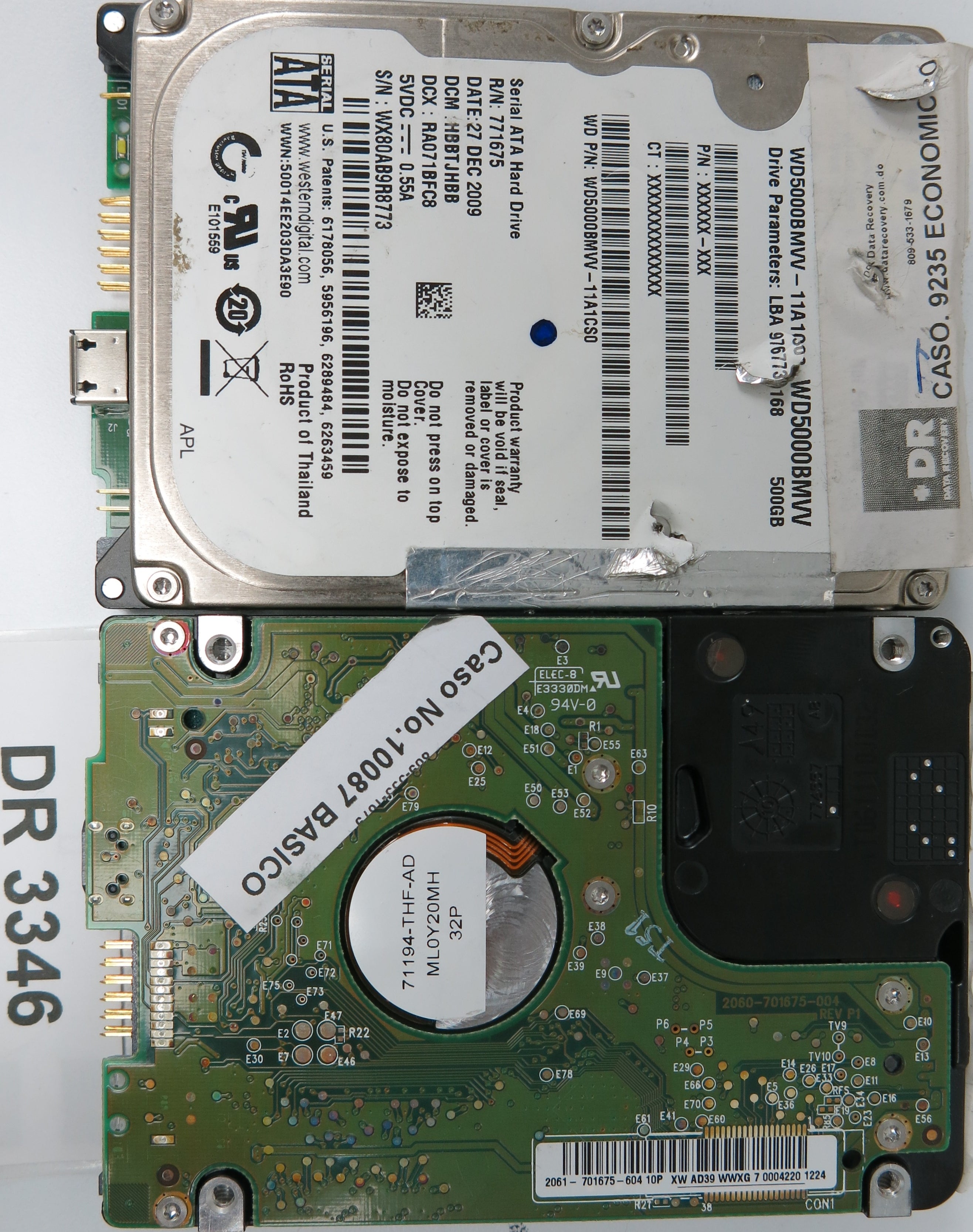 WD500BMVV-11GNWS0, DCM: DBNTJBN, 500GB 3.5, PCB 2060-701675-004 REV P1