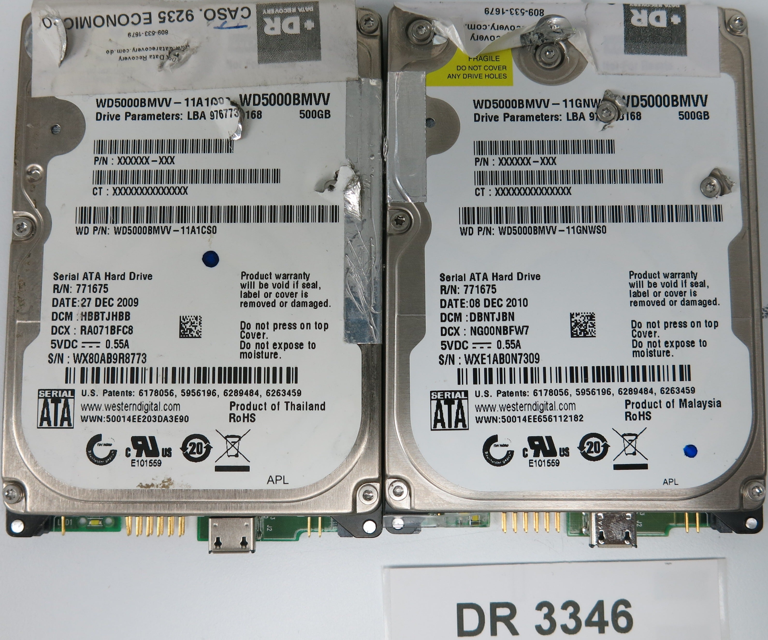 WD500BMVV-11GNWS0, DCM: DBNTJBN, 500GB 3.5, PCB 2060-701675-004 REV P1