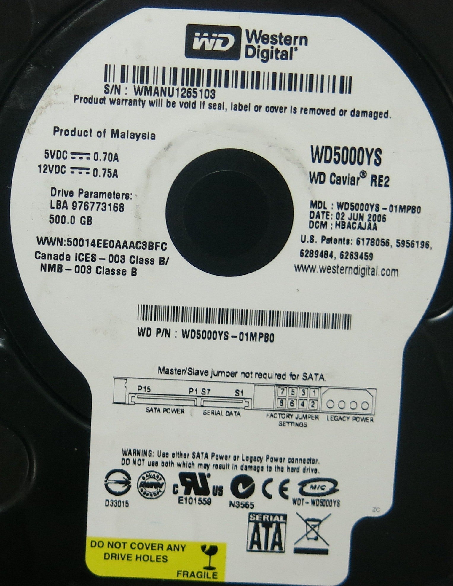 WD500YS-01MPB0 2060-701383-001 REV A PCB