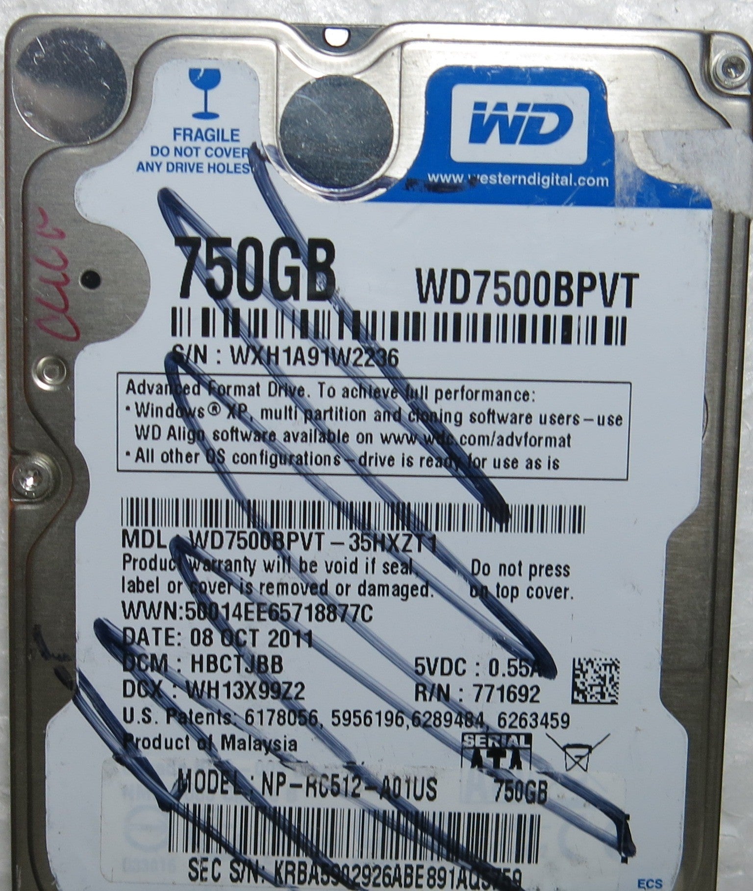WD7500BPVT-35HXZT1 DCM HBCTJBB 2060-771692 002 REV A PCB