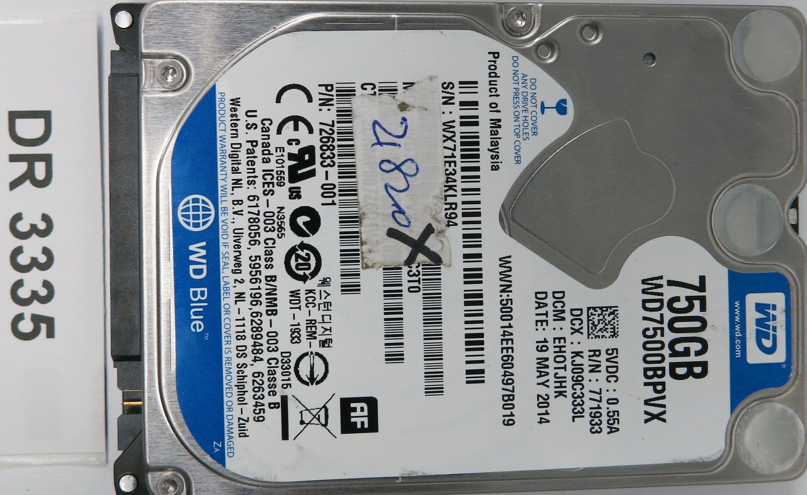 WD7500BPVX, DCM: EH0TJHK, 750GB 3.5, PCB 2060-771960-000 REV A