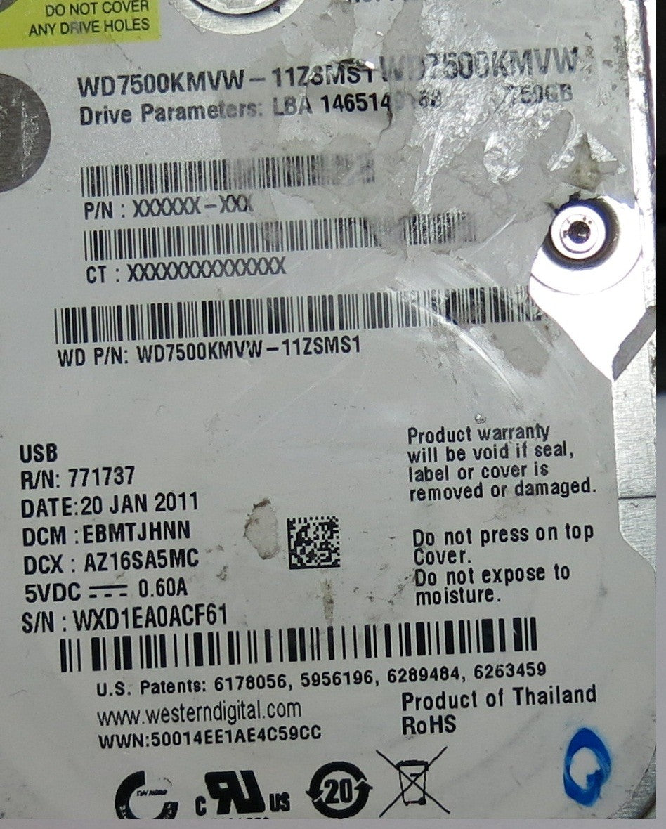 WD7500KMVW-11ZSMS1 2060-771737-000 REV P1 PCB
