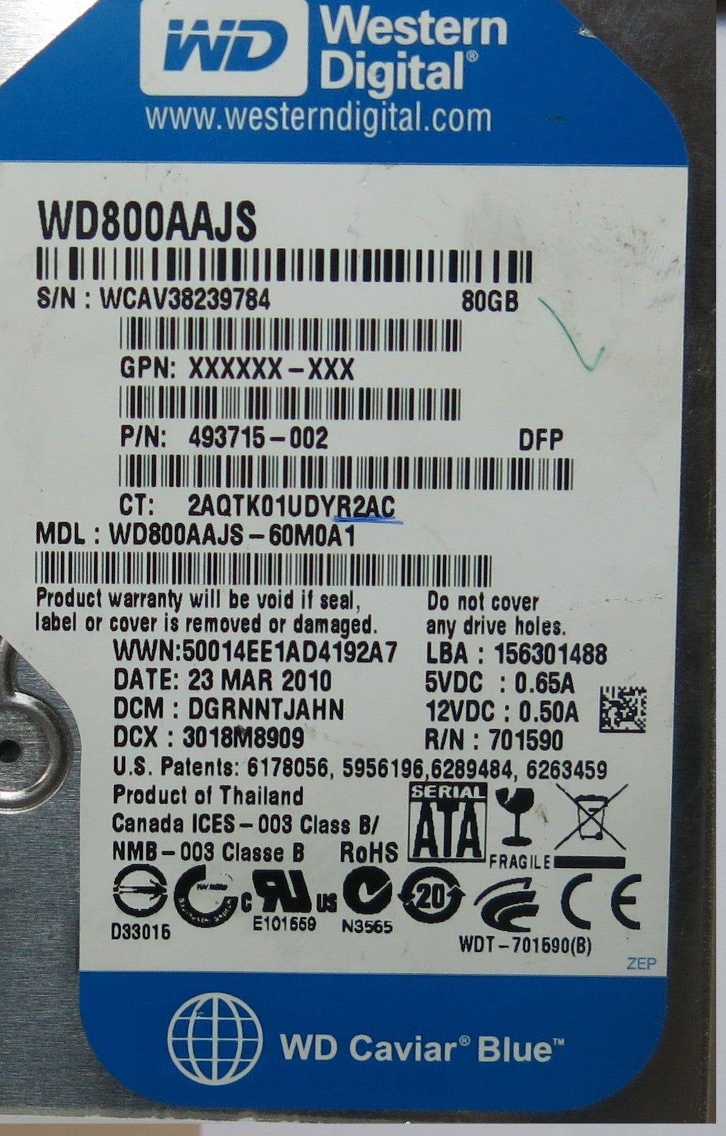 WD800AAJS-60M0A1 2060-701590-001 REV A PCB PCB