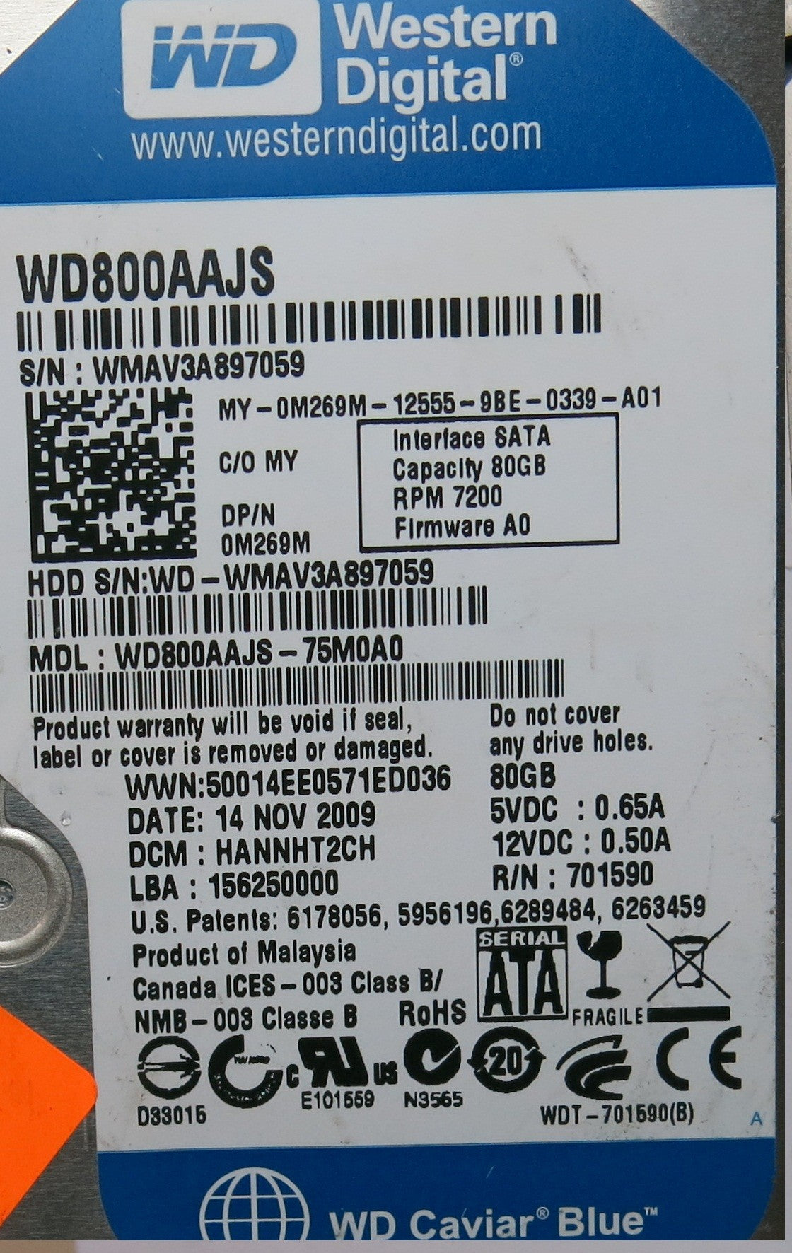 WD800AAJS-75M0A0 2060-701590-001 REV A  PCB