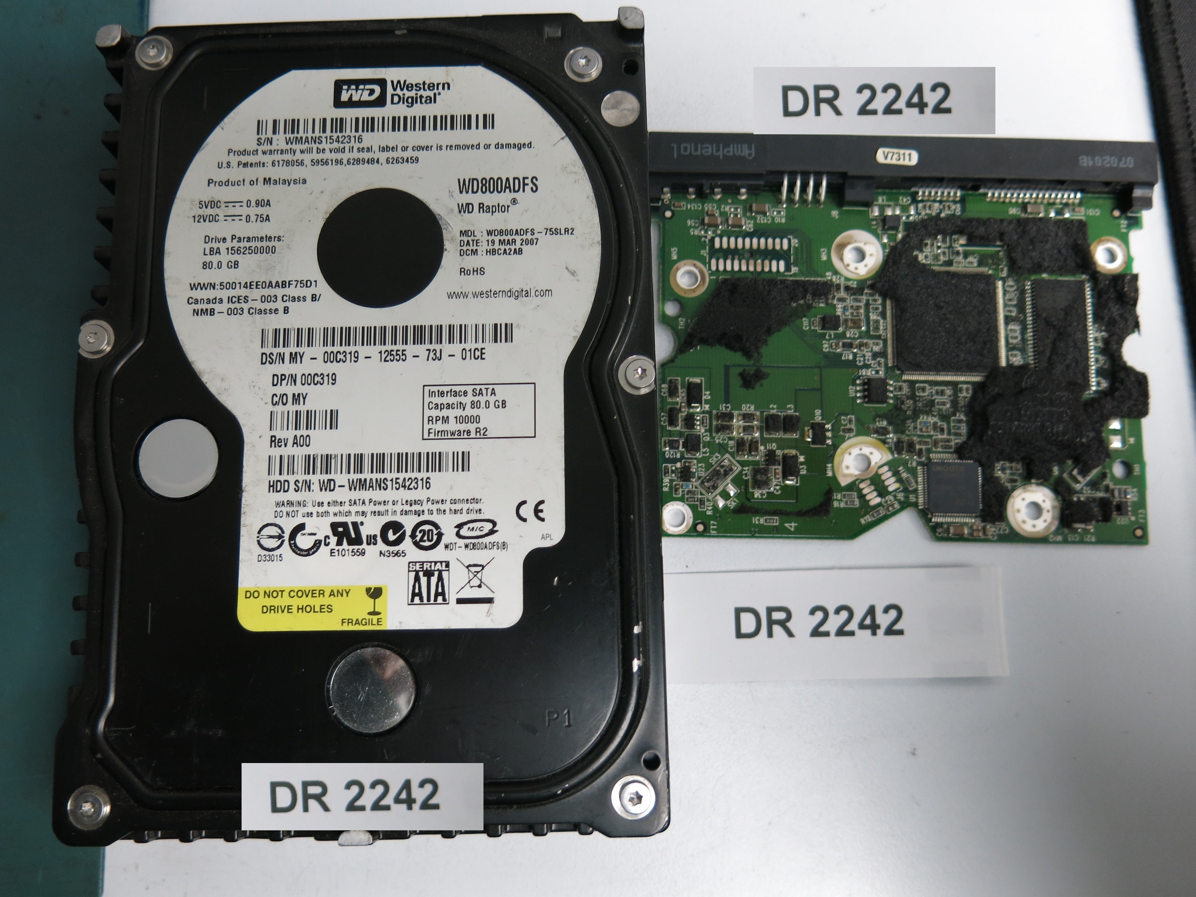 WD800ADFS-75SLR2, DCM HBCA2AB, 80GB 3.5, PCB 2060-701453-000 REV A