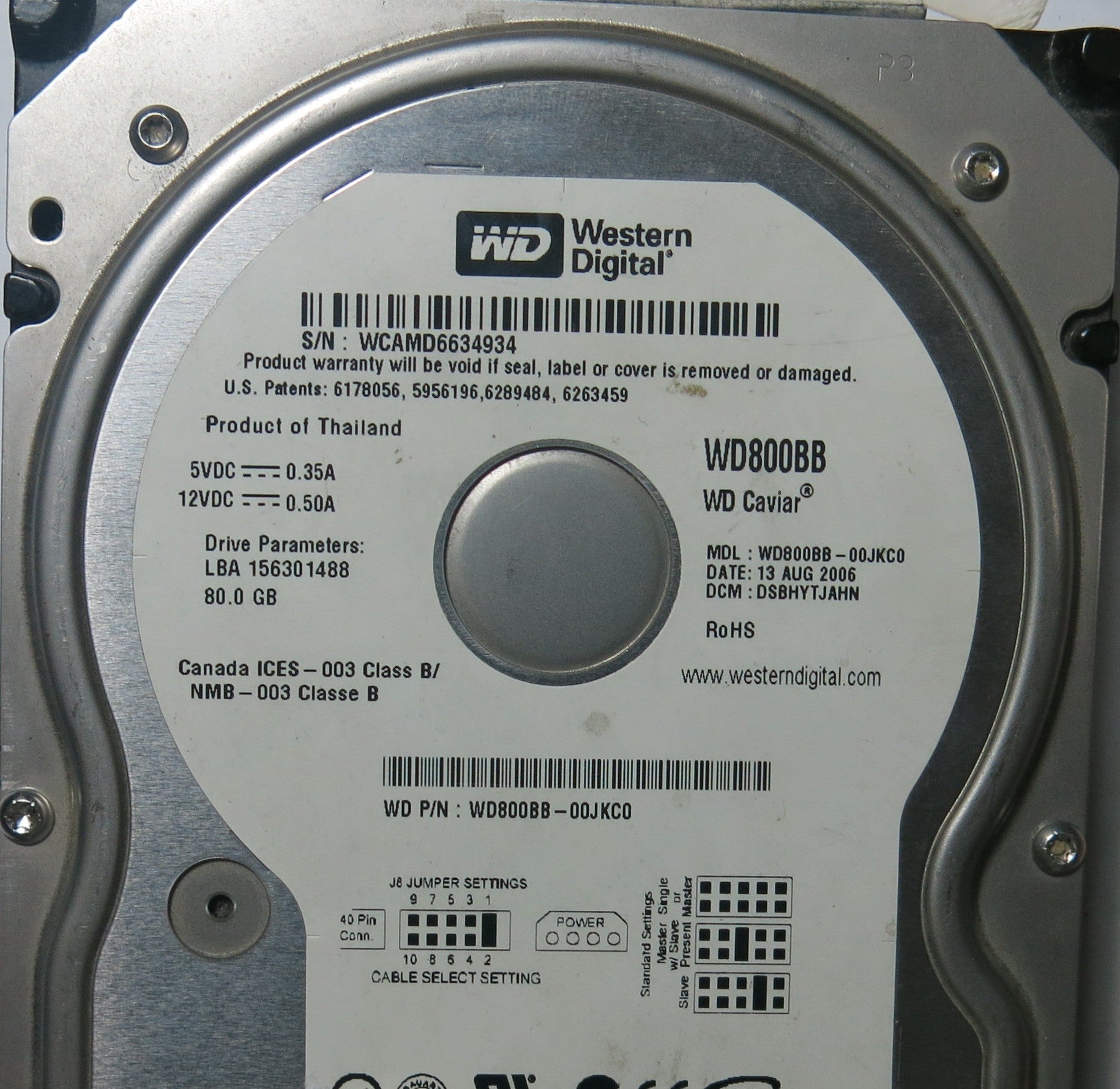 WD800BB-00JKC0 DCM DSBHYTJAHN 2060-701292-002 REV A PCB