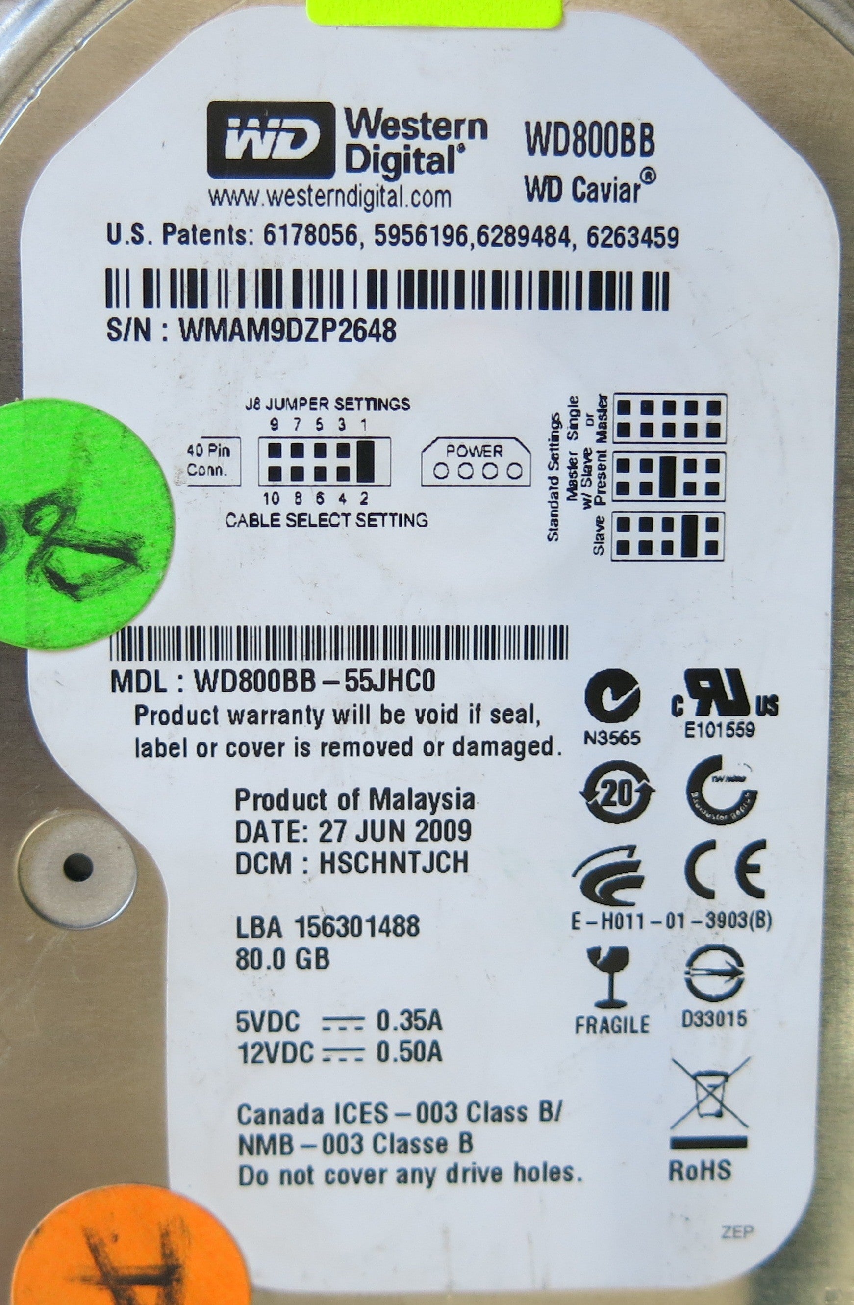 WD800BB-55JHC0 2060-701292-002 REV A PCB