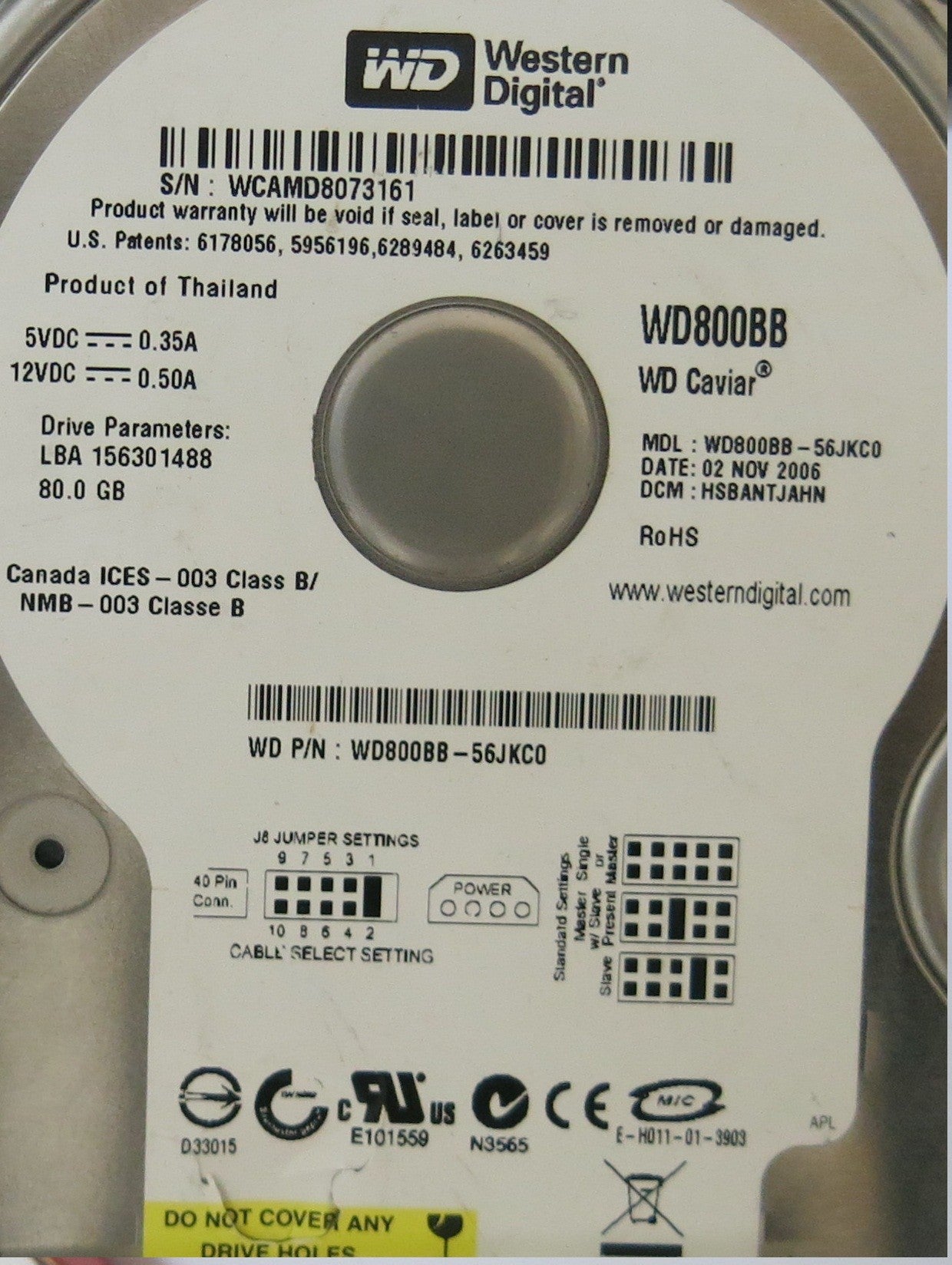 WD800BB-56JKC0 2060-701292-002 REV A  PCB