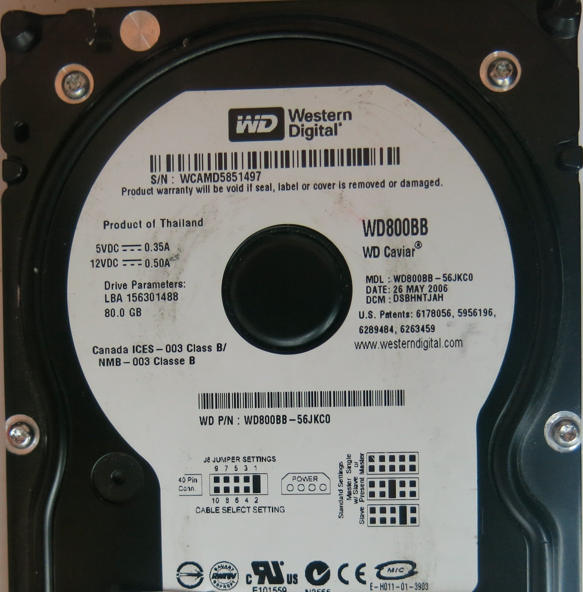 WD800BB-56JKC0, DCM DSBHNTJAH, 2060-701292-000 REV A PCB