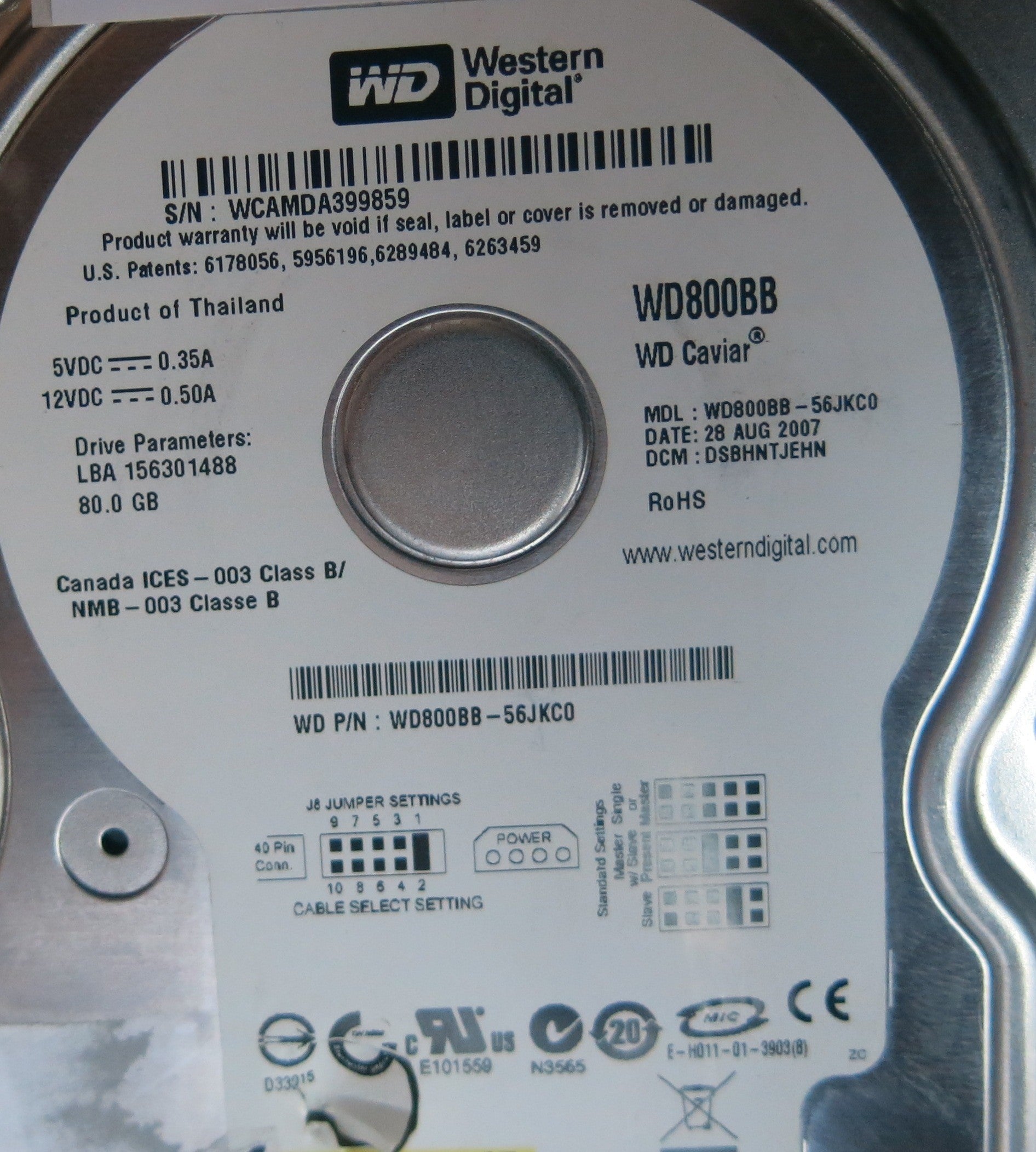 WD800BB-56JKC0, PN , DCM  DSBHNTJEHN, 2060-701292 002 REV A PCB