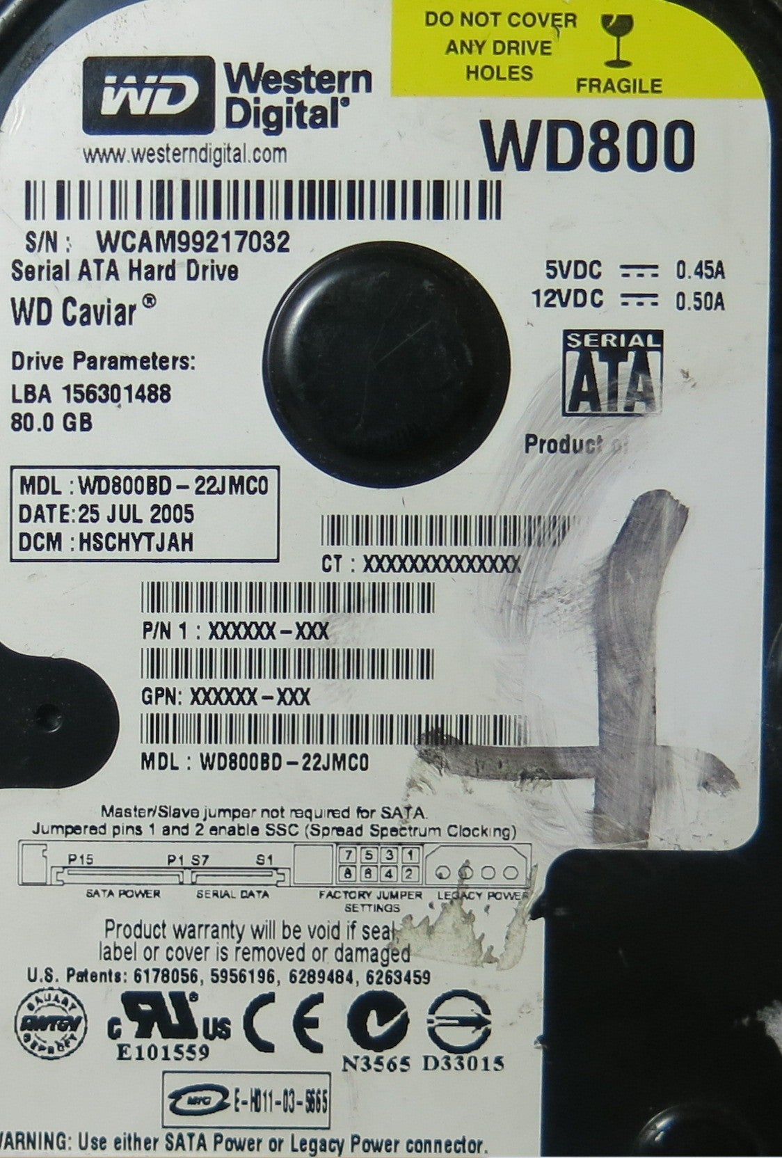 WD800BD-22JMC0 2060-701293-001 REV  PCB