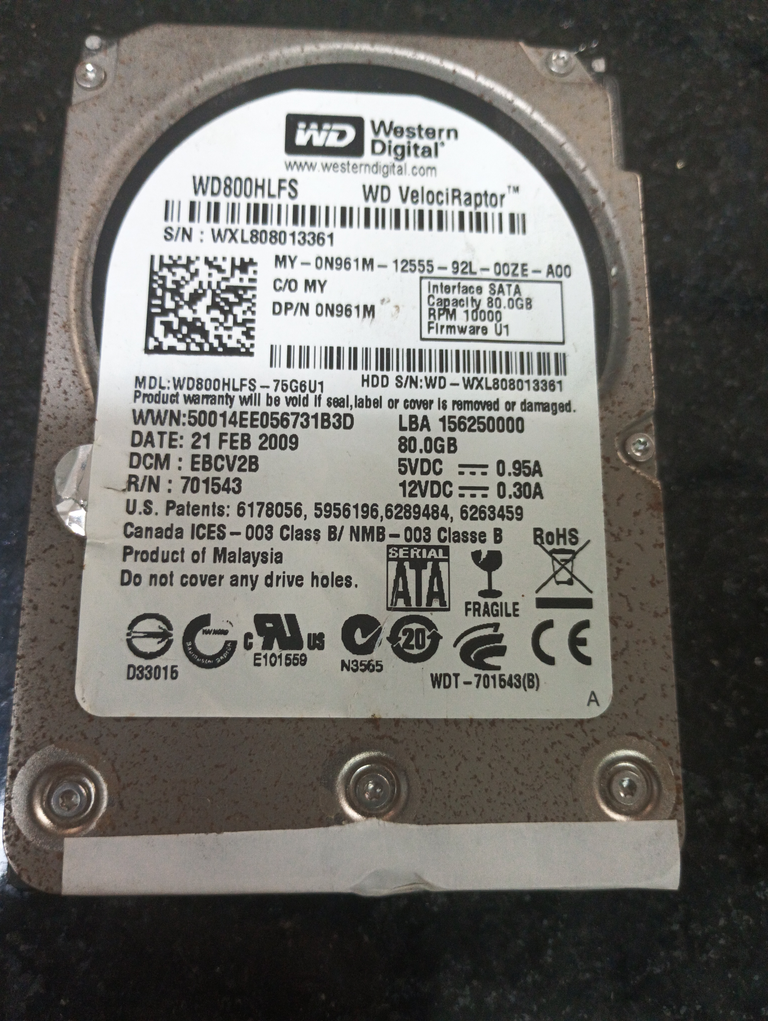 WD800HLFS-75G6U1, DCM EBCV2B, 80GB 2.5