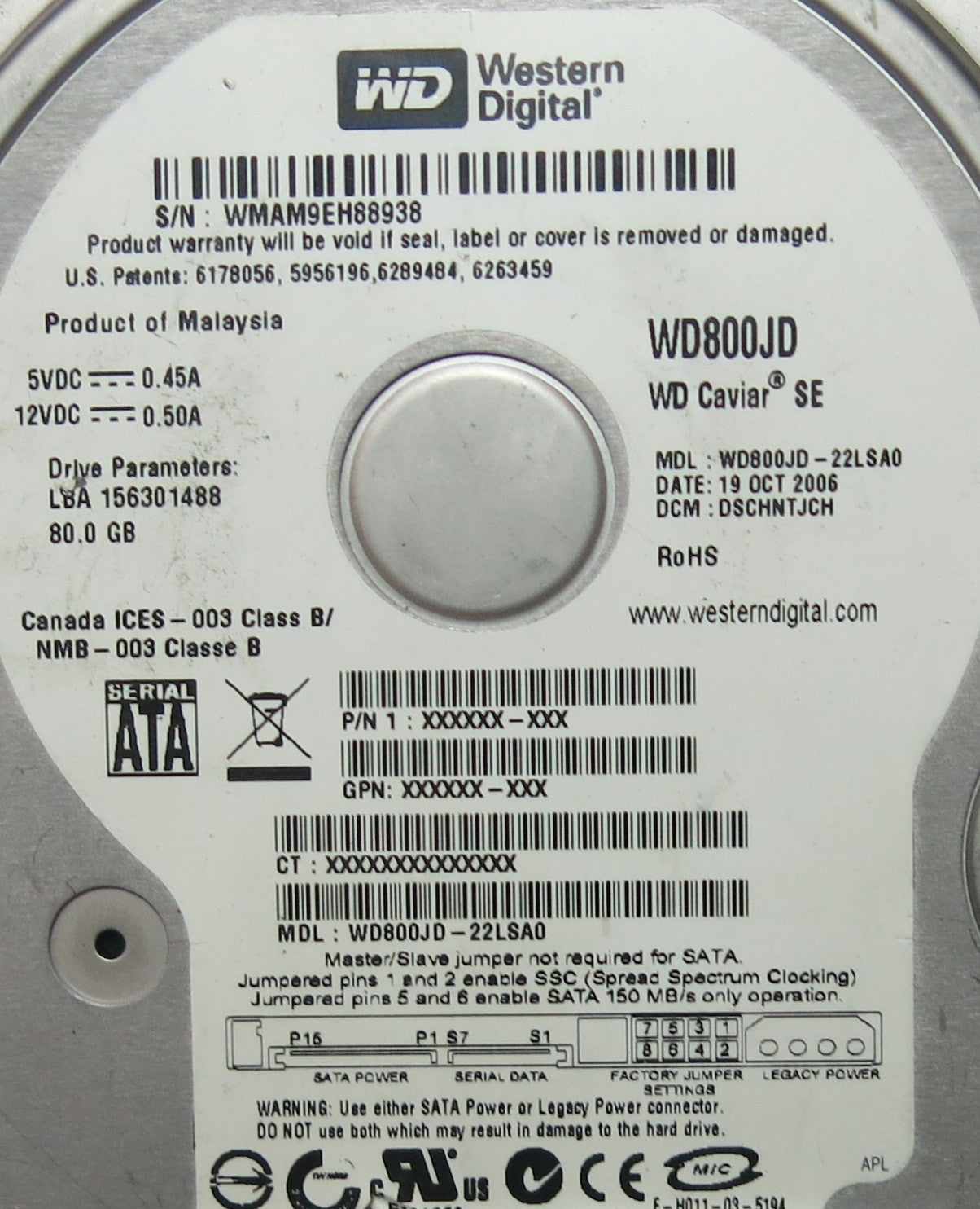 WD800JD-22LSA02060-701335-005 REV A PCB
