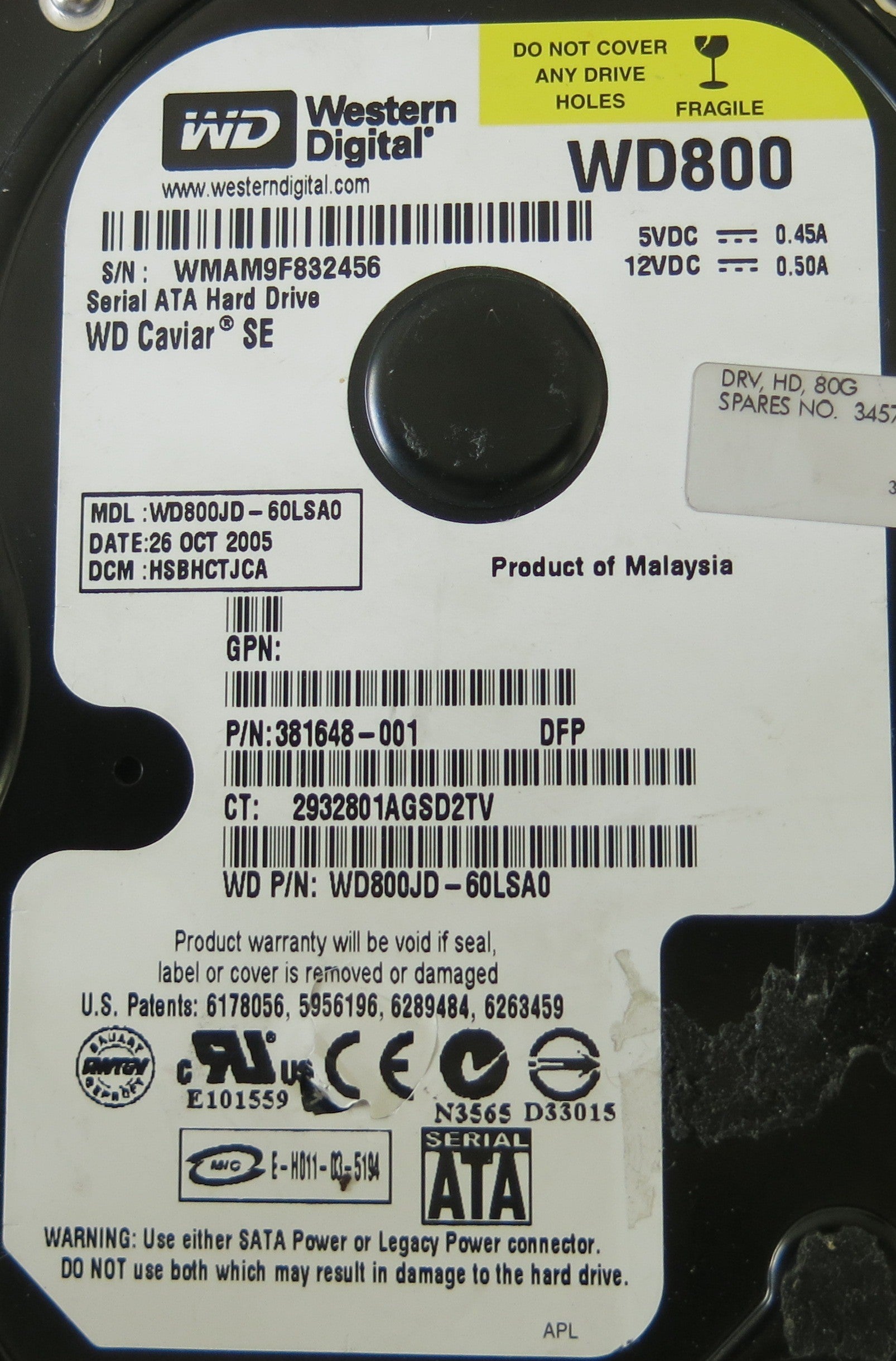 WD800JD-60LSA0  2060-701335-003 REV B  PCB