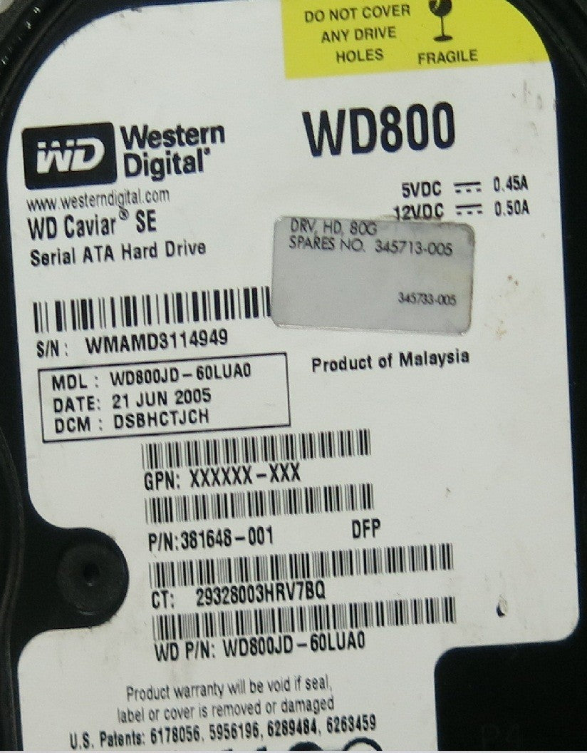 WD800JD-60LUA0 2060-701335-003 REV B PCB