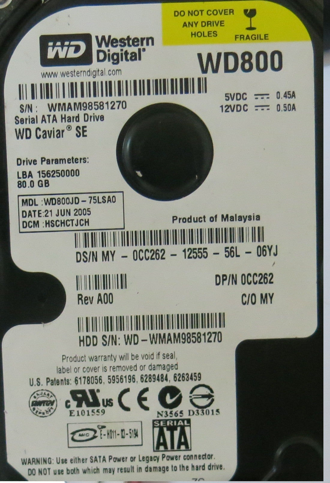 WD800JD-75LSA0 2060-701335-003 REV A  PCB