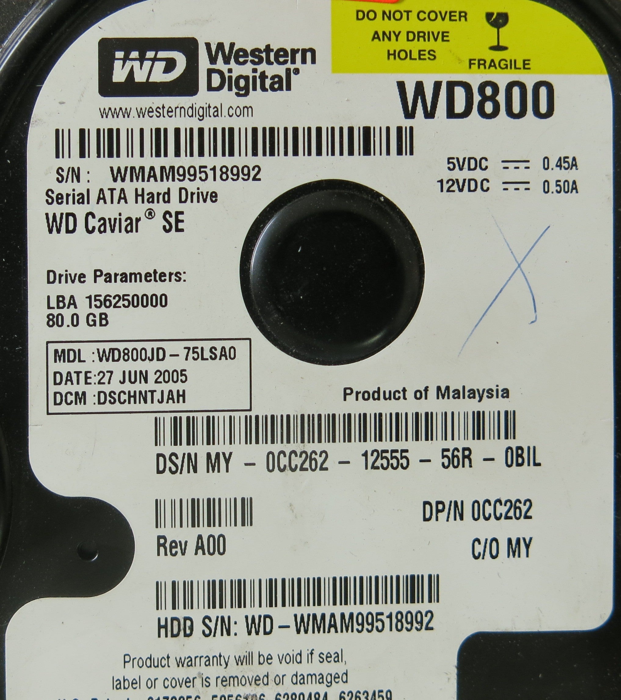 WD800JD-75LSA0 2060-701335-003 REV B PCB