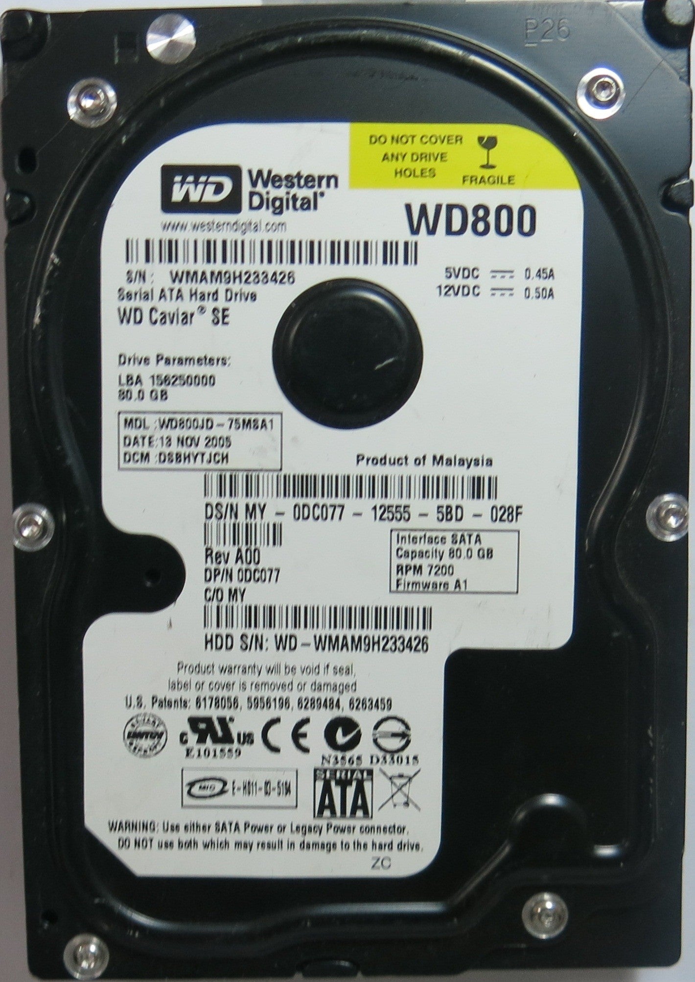 WD800JD-75MSA1 2060-701335-003 REV B PCB