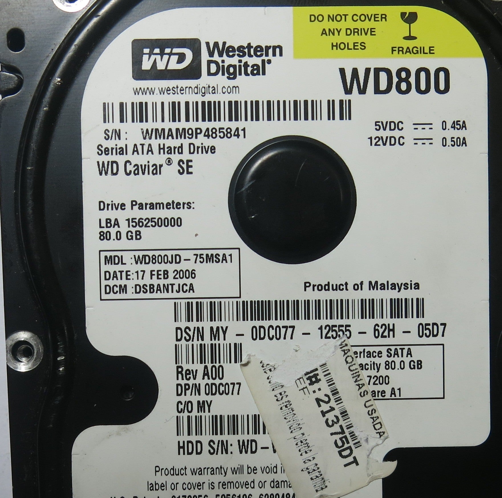 WD800JD-75MSA1 DCM DSBANTJCA 2060-701335-005 REV A PCB