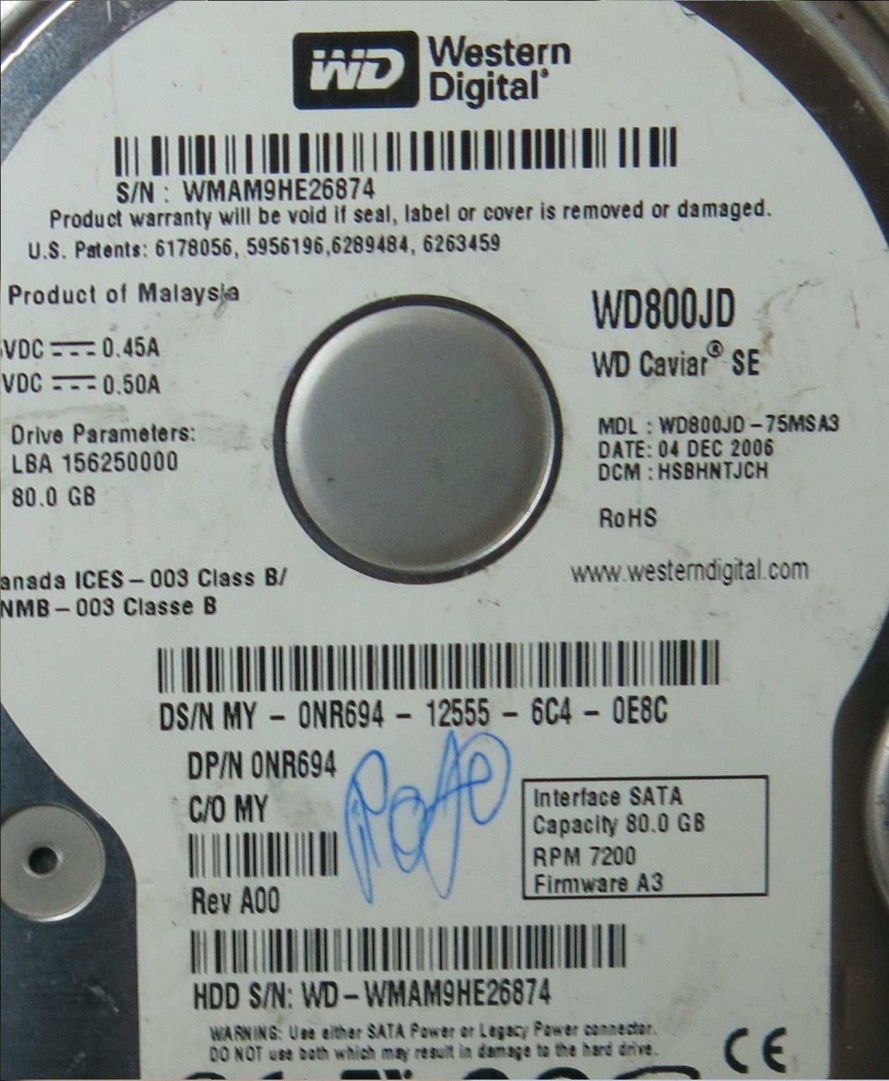 WD800JD-75MSA3 2060-701335-005 REV A PCB