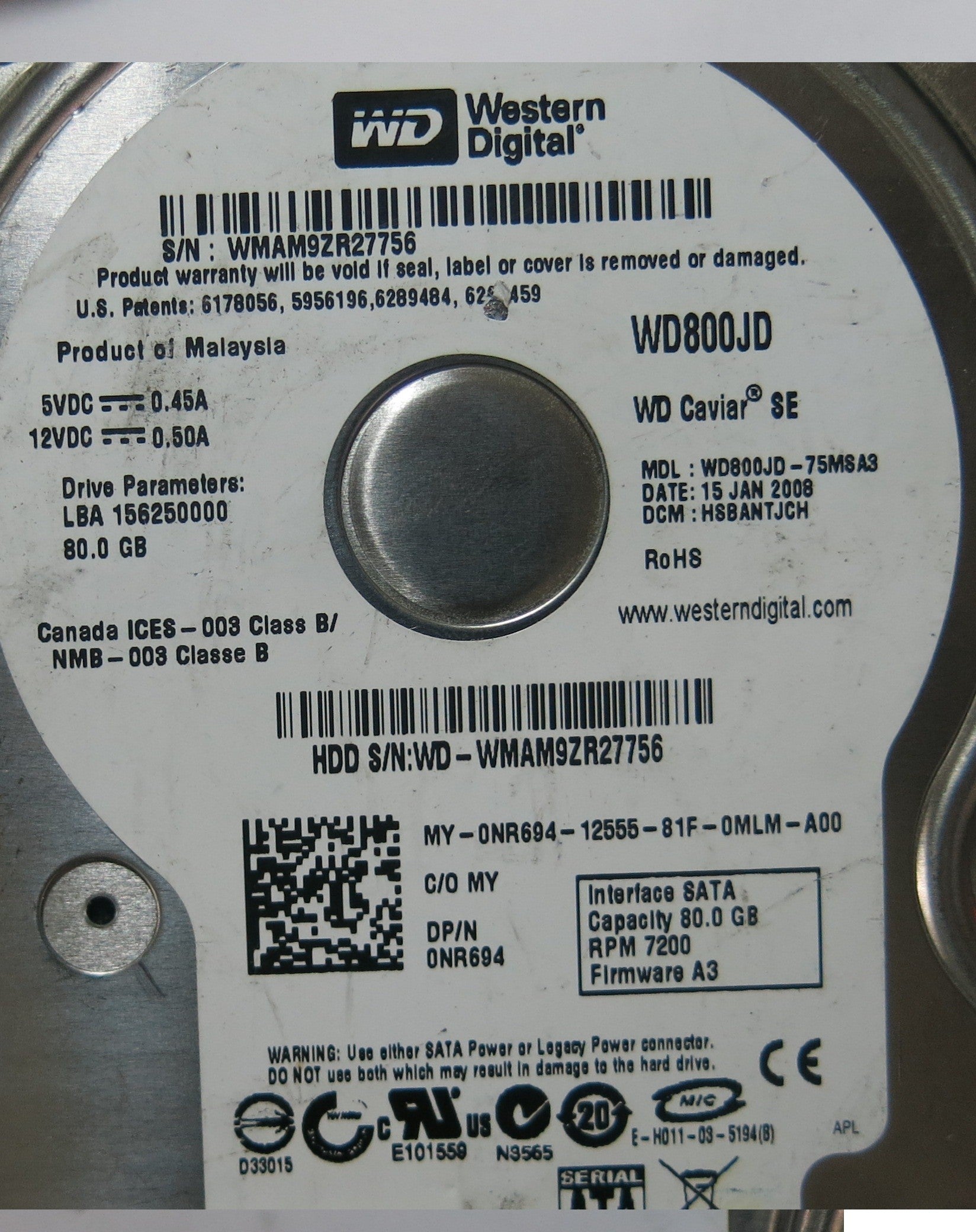 WD800JD-75MSA3 2060-701335-005 REV A PCB
