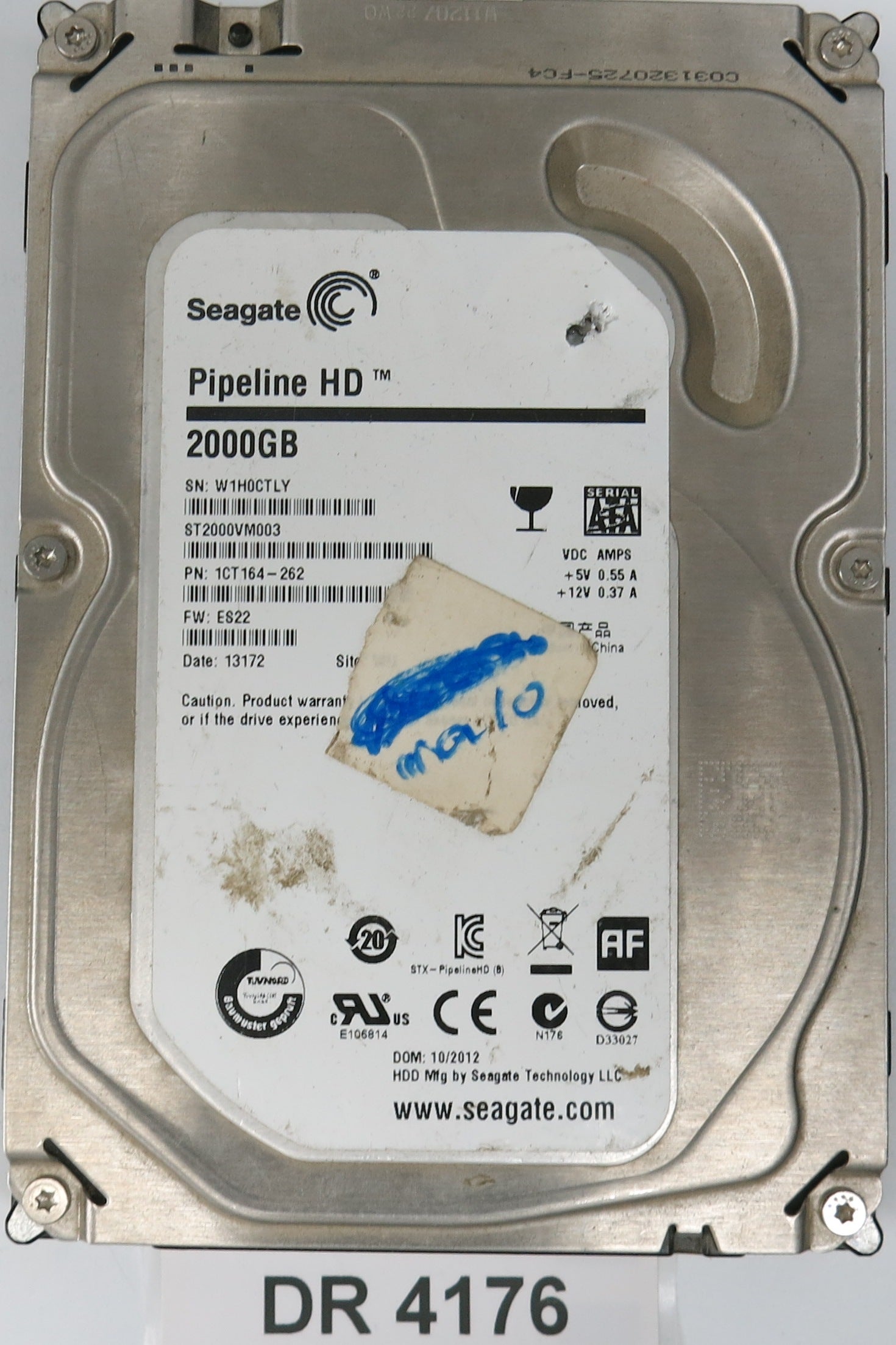 ST2000VM003,  P/N:1CT164-262,  FW:ES22,  Serial:W1H0CTLY,  2000GB 3.5,  PCB:100687658- REV C