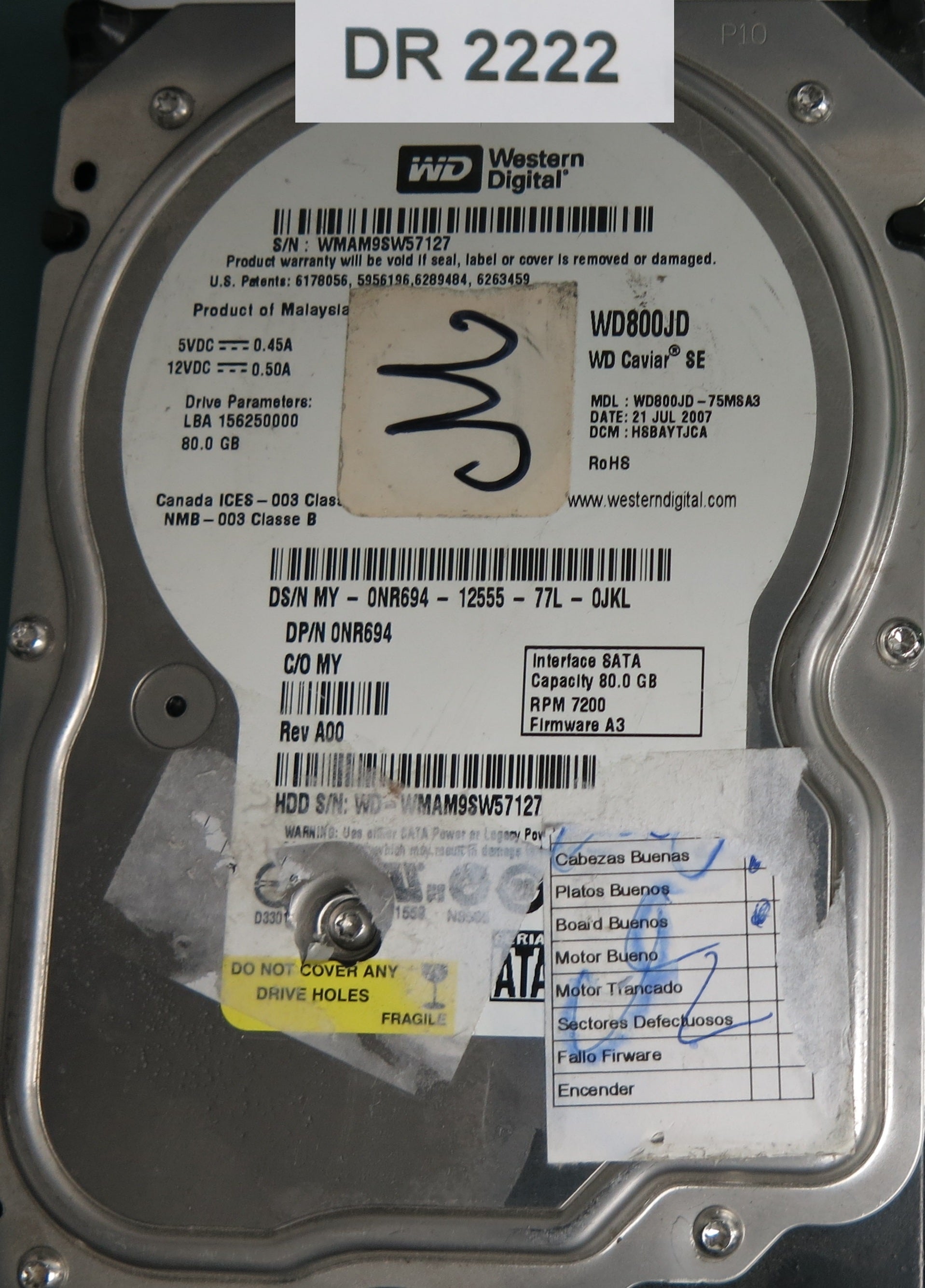 WD800JD-75MSA3 DCM HSBAYTJCA 80GB 3.5