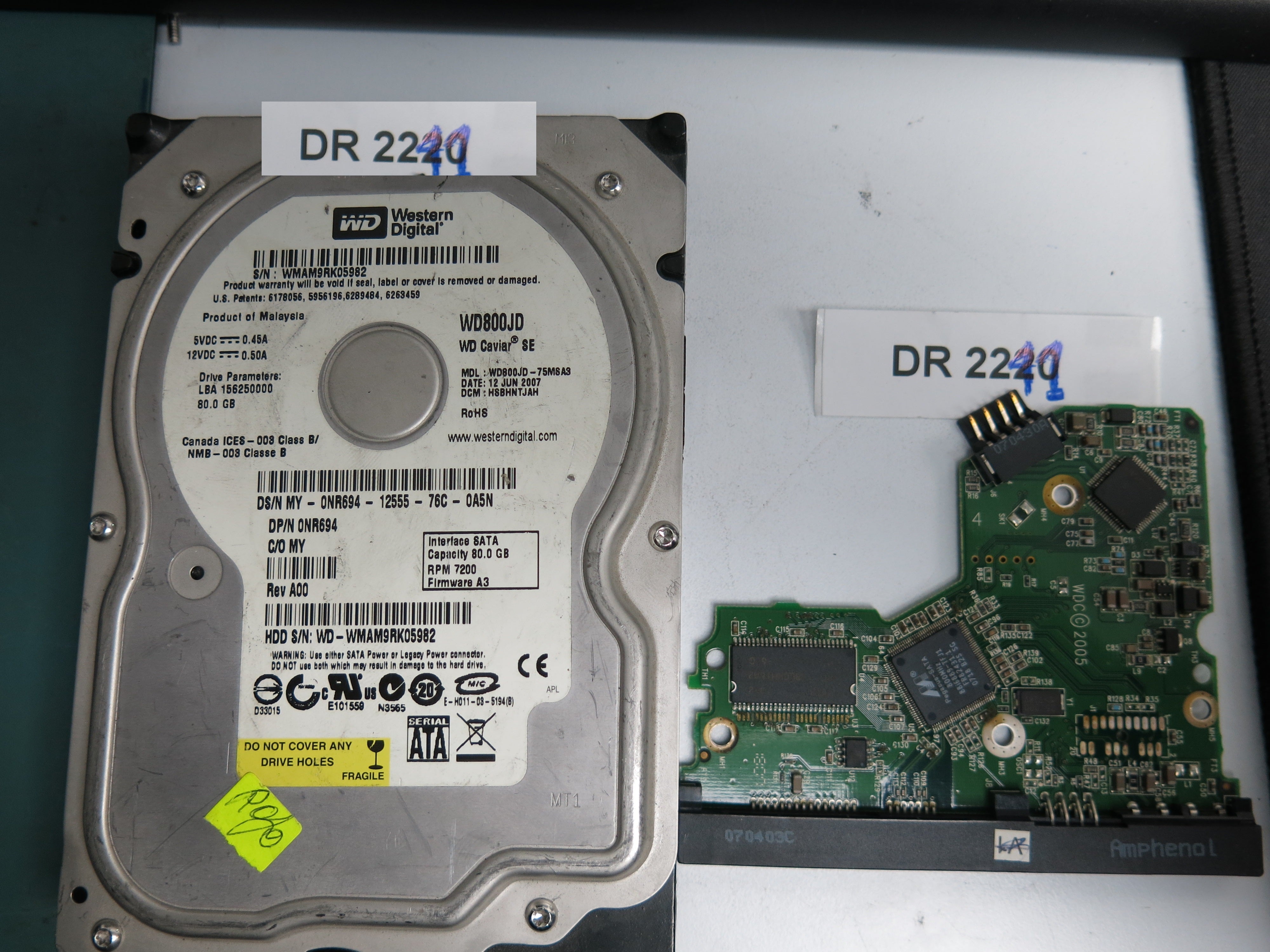 WD800JD-75MSA3, DCM HSBHNTJAH, 80GB 3.5, PCB 2060-701335-005 REV A