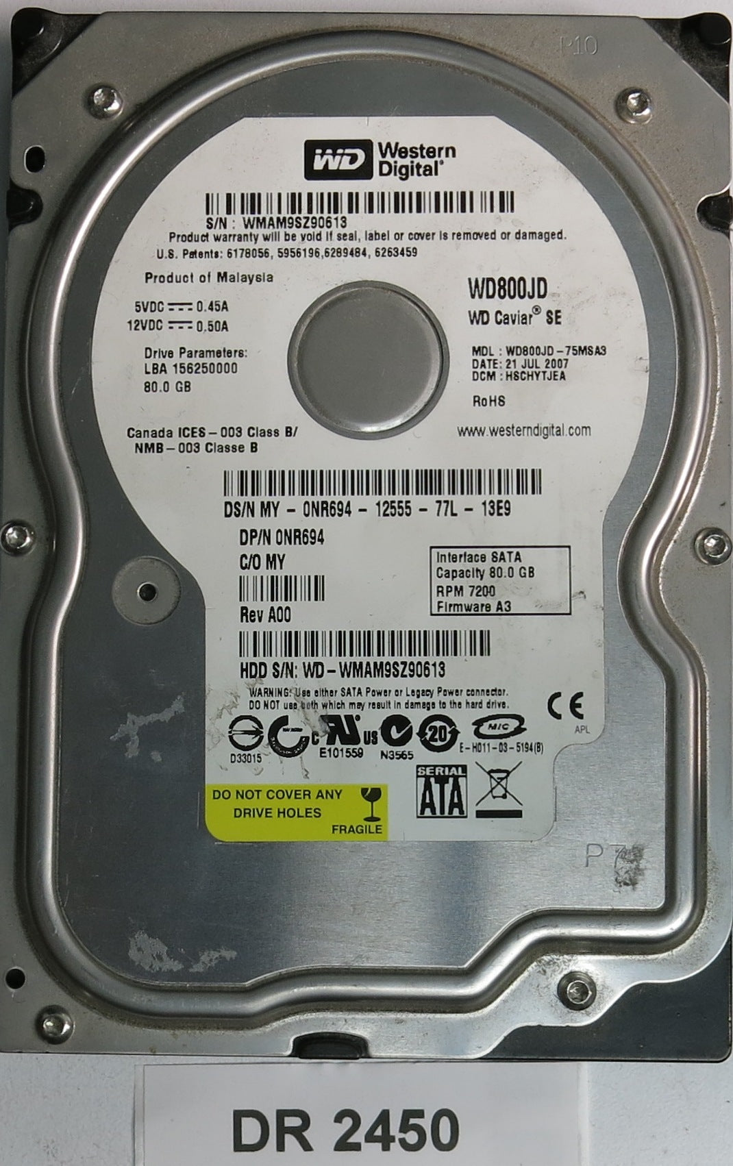 WD800JD-75MSA3, DCM HSCHYTJEA, DCM HSCHYTJEA, PCB 2060-701336-005 REV A