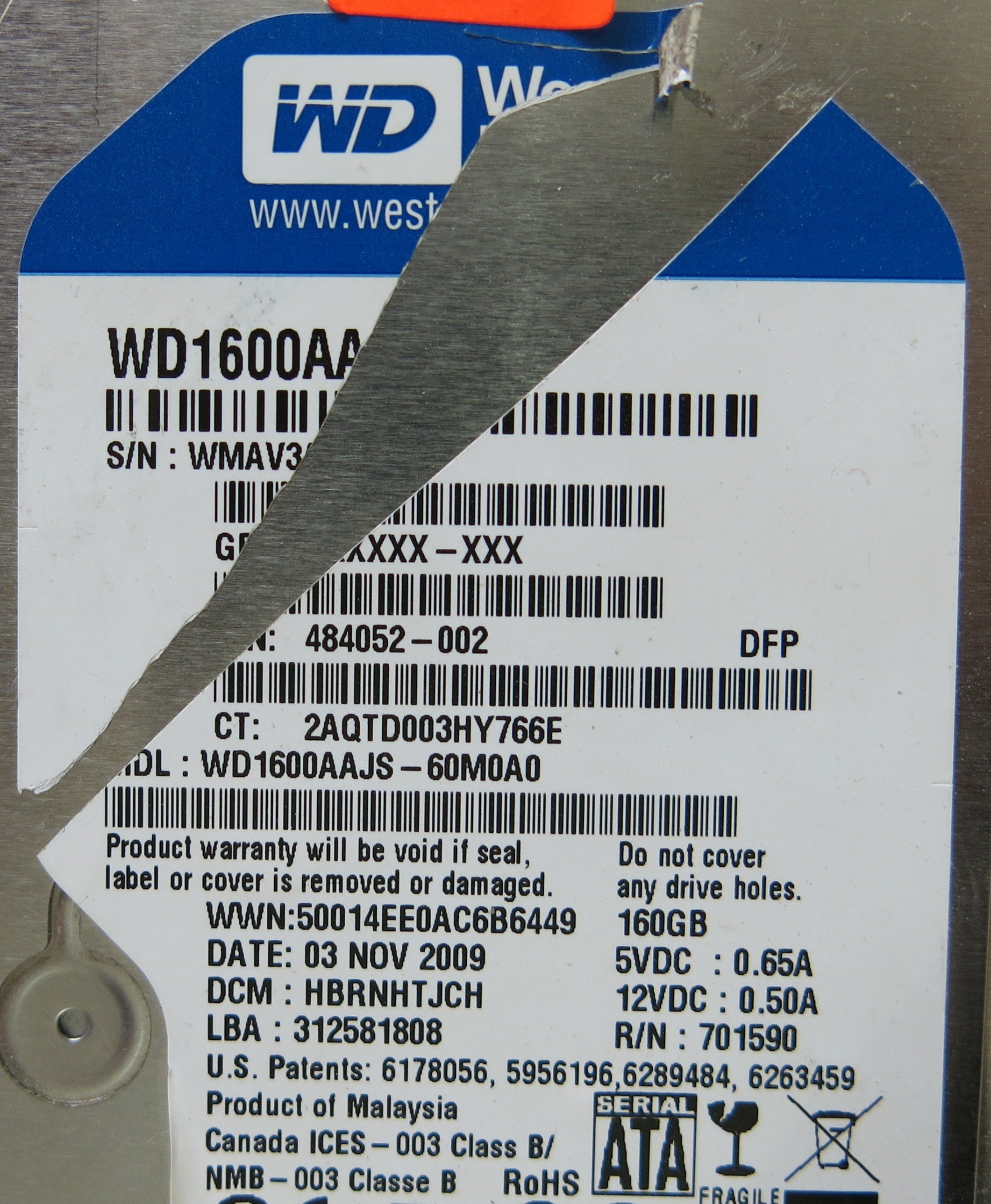 WESTER DIGITAL WD1600AAJS-60M0A0 2060-701590-000 REV A PCB