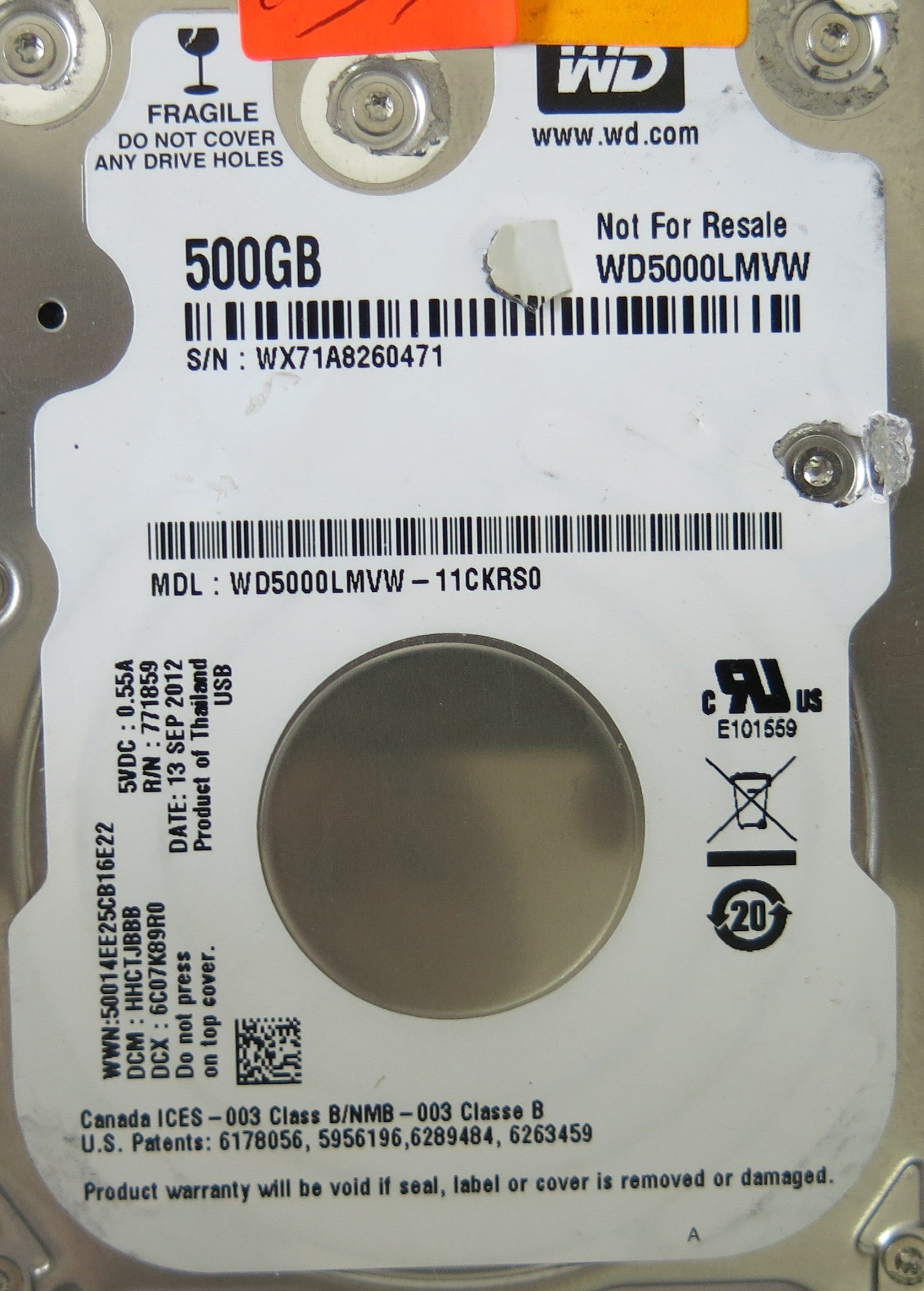 WESTER DIGITAL WD5000LMVW-11CKRS0 DCM HHCTJBBB2060-771859-000 REV A PCB