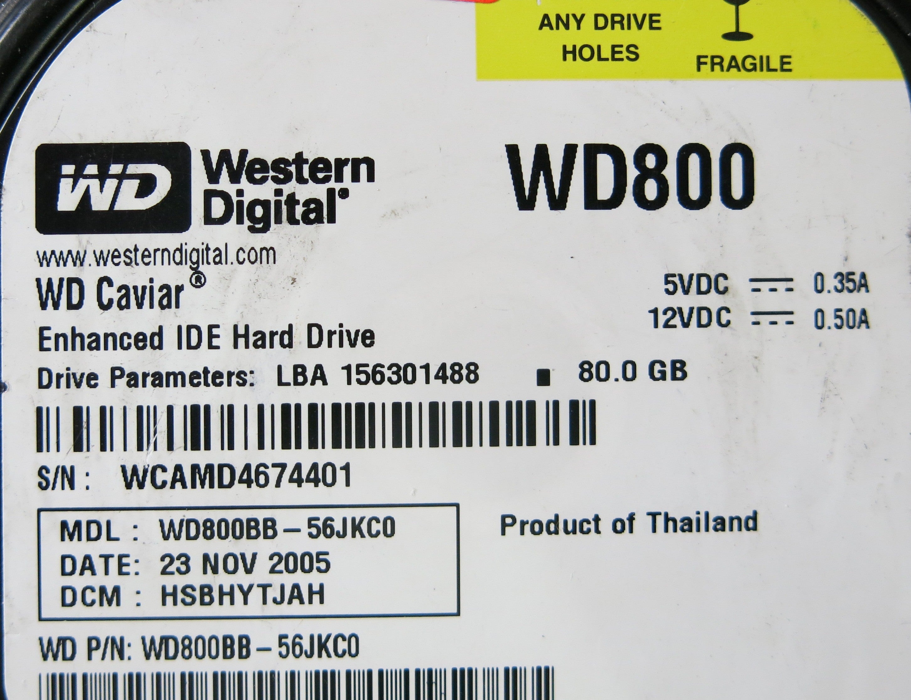 WESTER DIGITAL WD800BB-56JKC0 2060-701335-005 REV A PCB