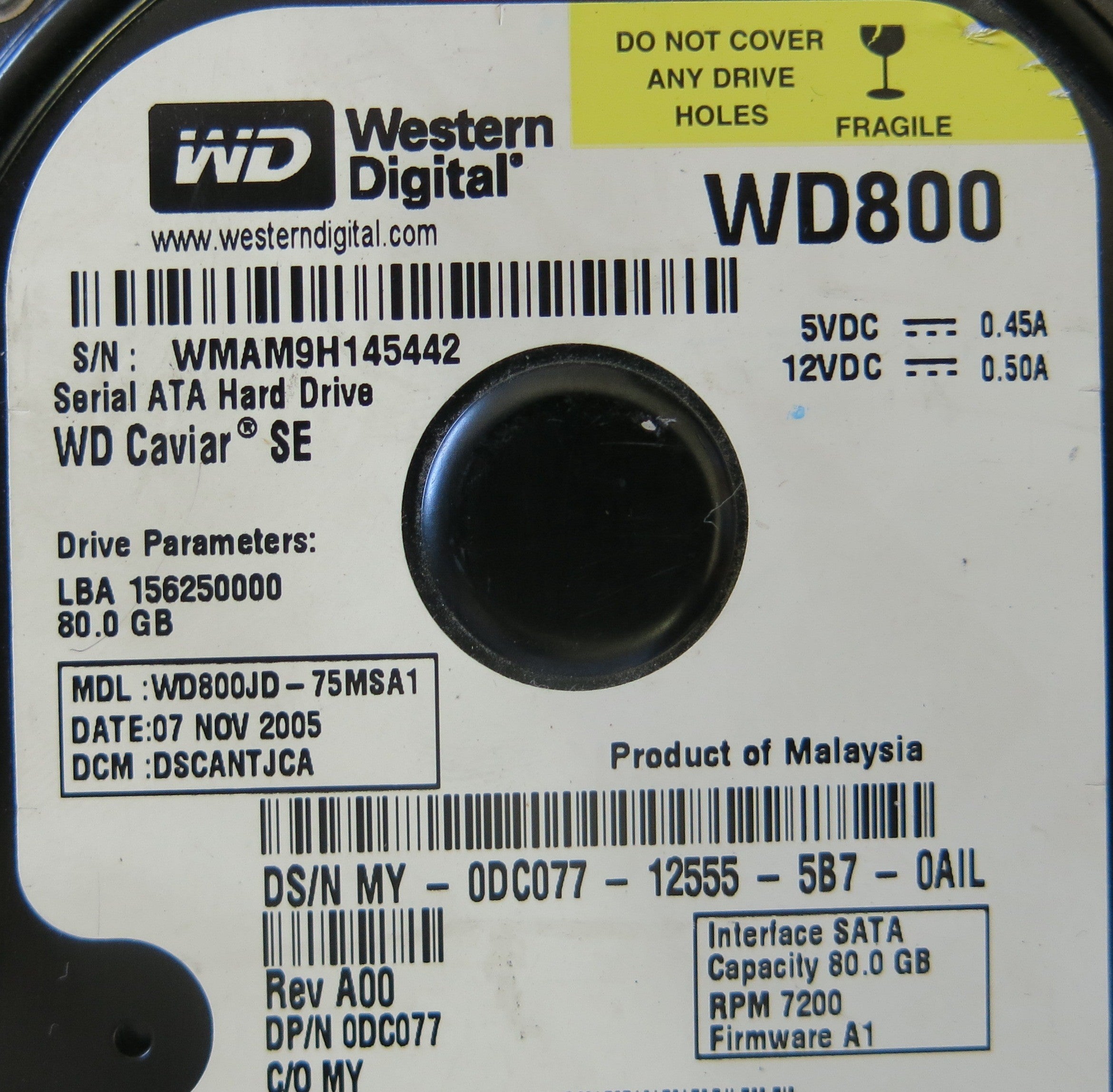 WESTER DIGITAL WD800JD-75MSA1 2060-701335-003 REV B PCB