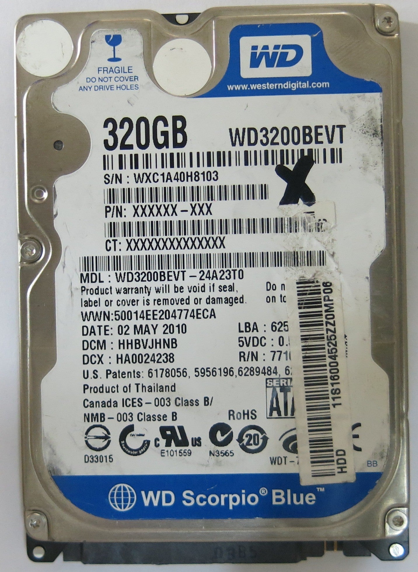 WESTERN DIGITAL D3200BEVT-24A23T0 2060-771672-004 REV A PCB