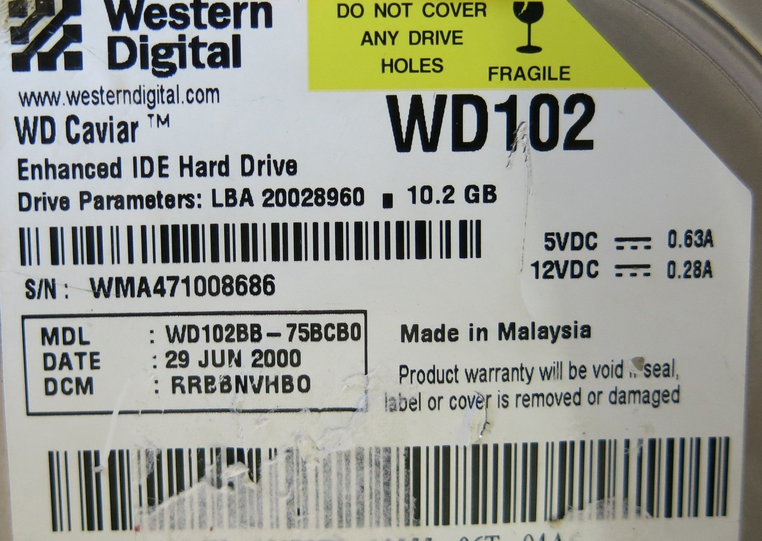 WESTERN DIGITAL WD102BB-75BCB0 2060-001047-001 REV A PCB