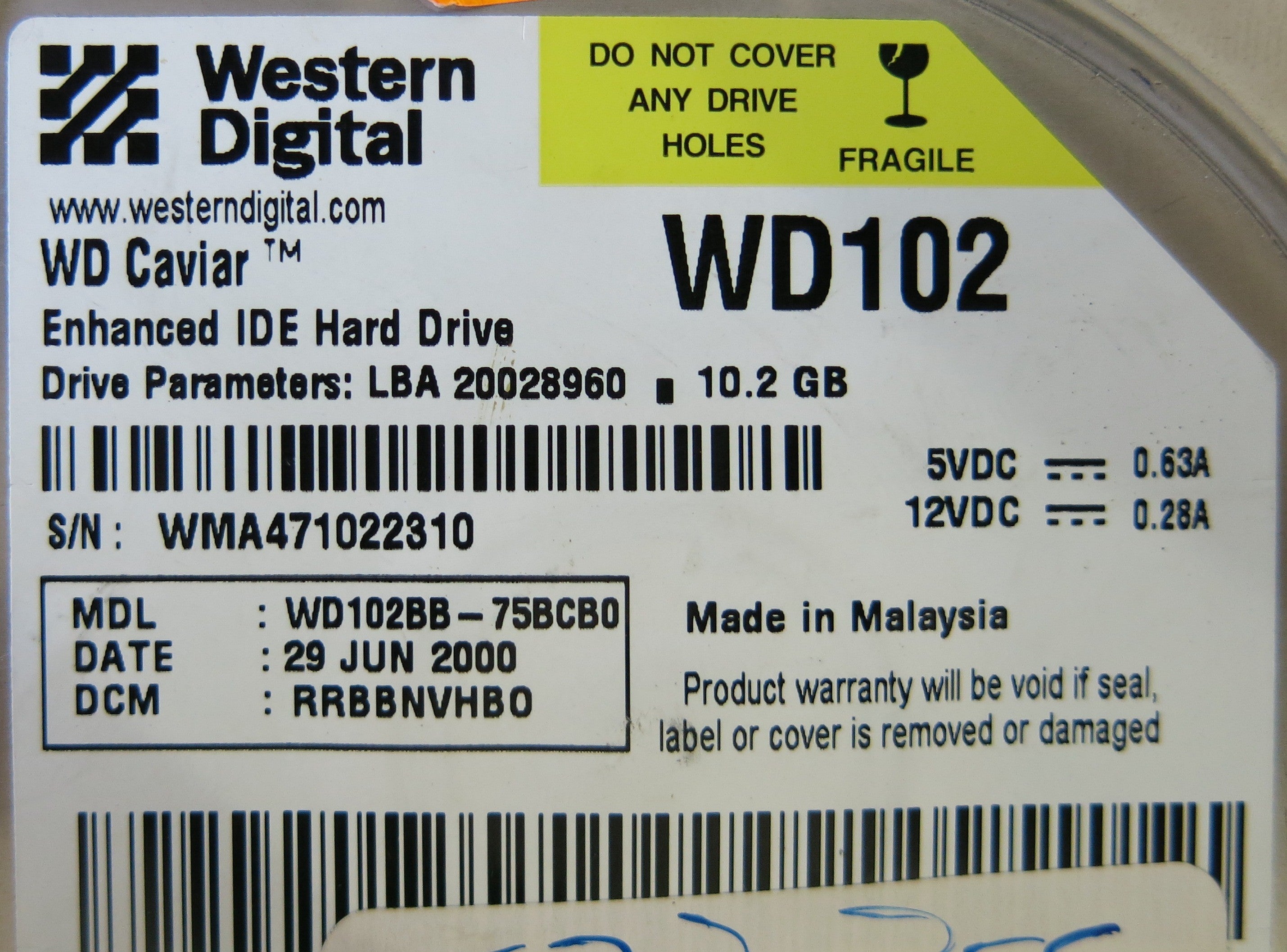 WESTERN DIGITAL WD102BB-75BCB0 2060-001047-001 REV A PCB