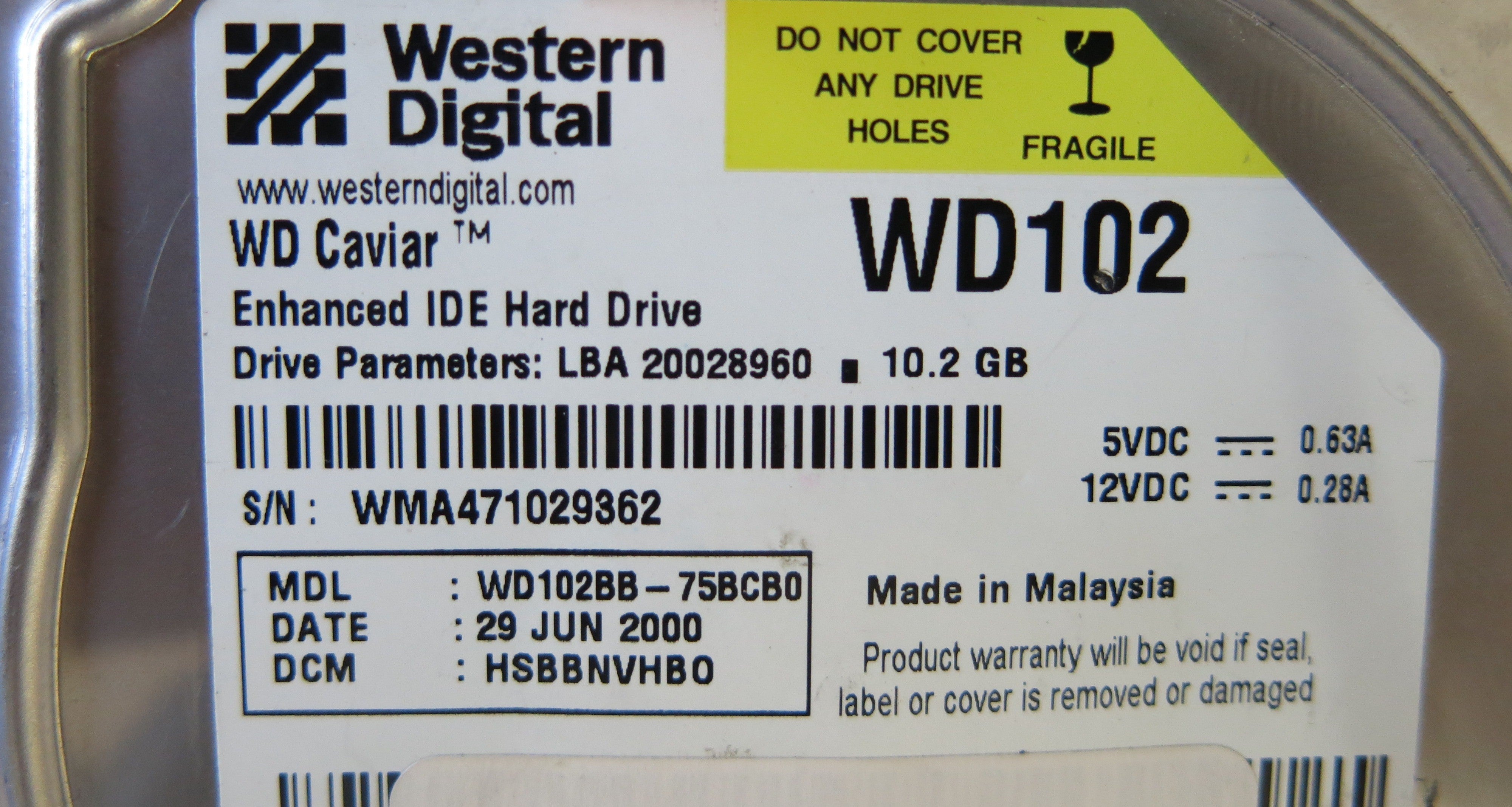 WESTERN DIGITAL WD102BB-75BCB0 2060-001047-001 REV A PCB