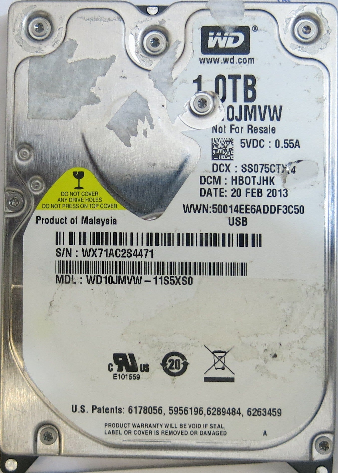 WESTERN DIGITAL WD10JMVW-11S5XS0 2060-771801-002 REV A PCB