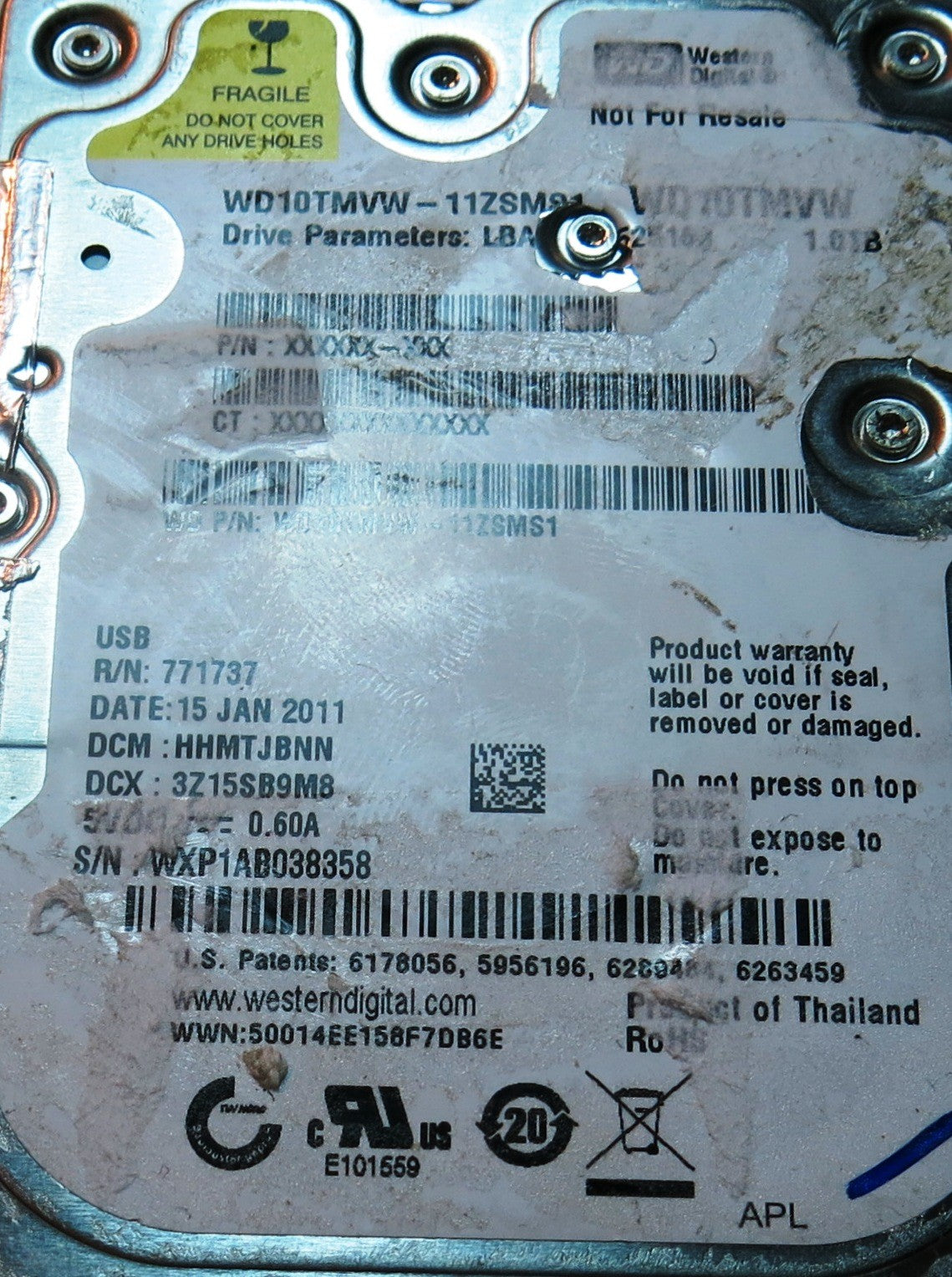 WESTERN DIGITAL WD10TMVW'11ZSMS1,  PCB