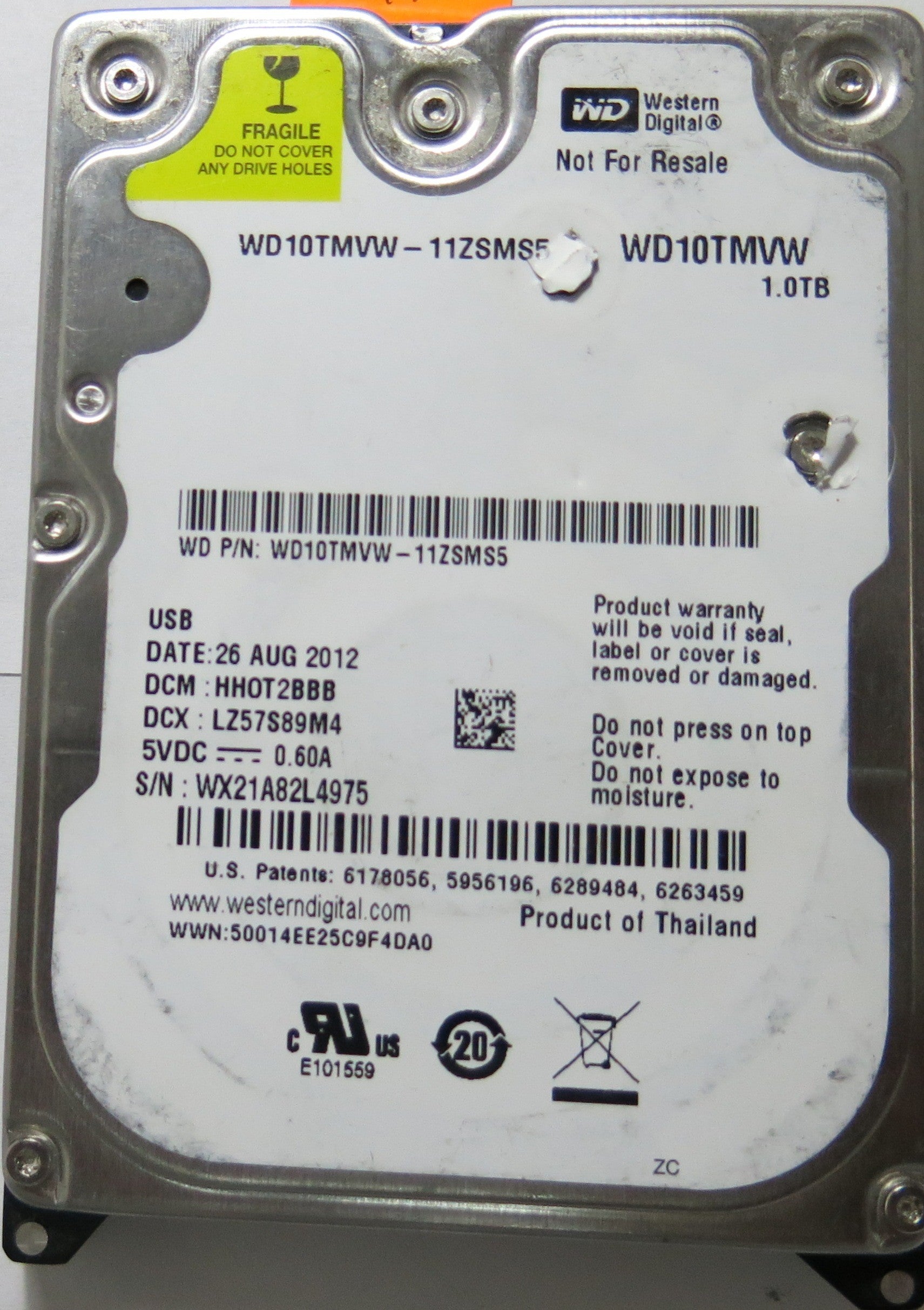 WESTERN DIGITAL WD10TMVW-11ZSMS5 2060-771814-001 REV A PCB