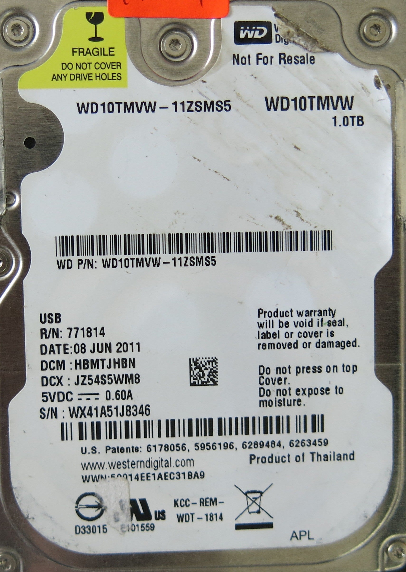 WESTERN DIGITAL WD10TMVW-11ZSMS5 DCM HBMTJHBN PCB 2060-771814-001 REV P1