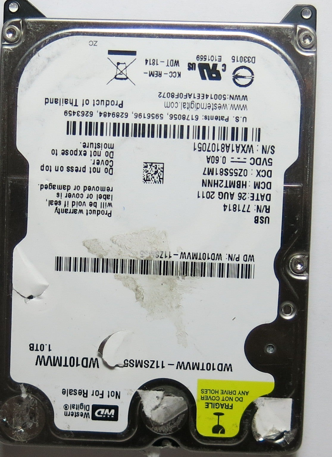 WESTERN DIGITAL WD10TMVW'11ZSMS5,  PCB