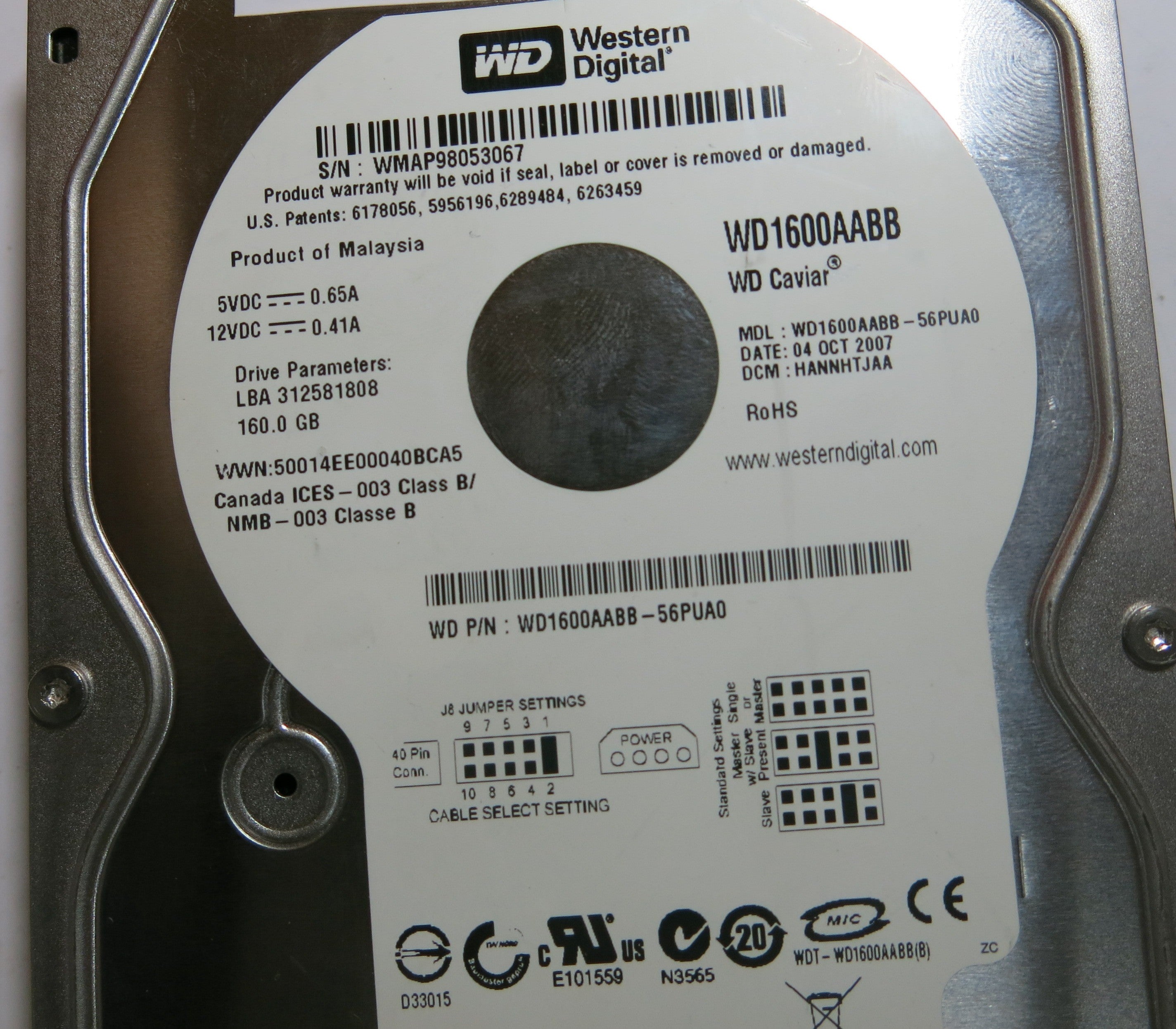 WESTERN DIGITAL WD1600AABB-56PUA0 2060-701494-002 REV A PCB
