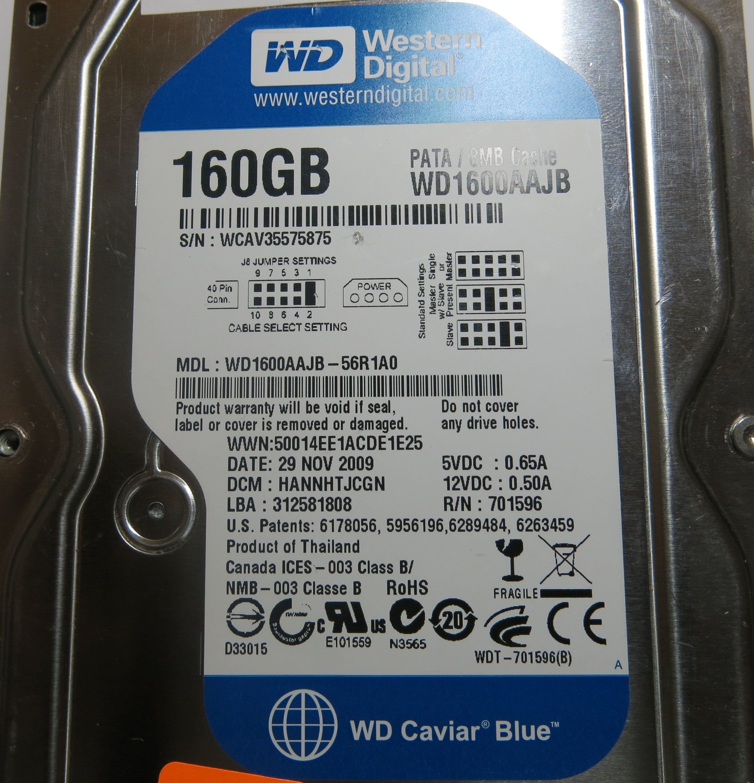 WESTERN DIGITAL WD1600AAJB-56R1A0 2060-701596-001 REV P1 PCB