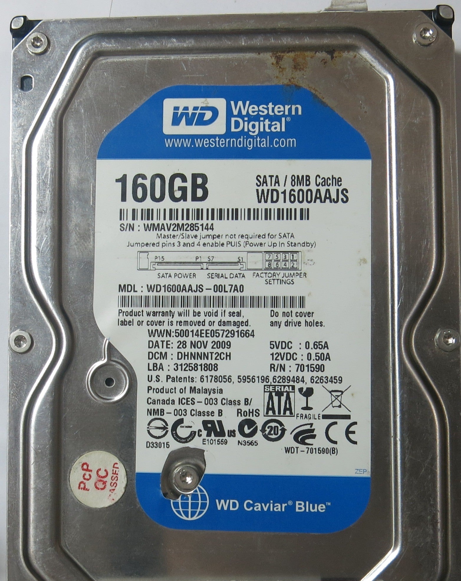 WESTERN DIGITAL WD1600AAJS-00L7A0 DCM DHNNNT2CH 2060-701590-001 REV A PCB